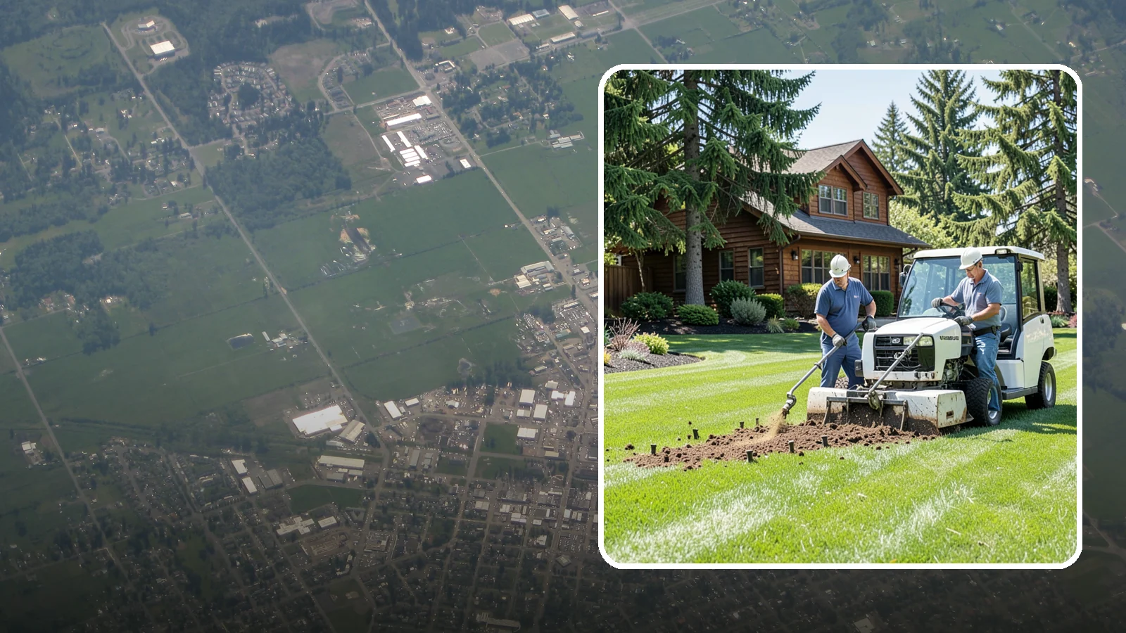 Core Aeration in Enumclaw, King County, WA - Core (plug) aeration that pulls soil plugs for the deepest relief from compaction and thatch.