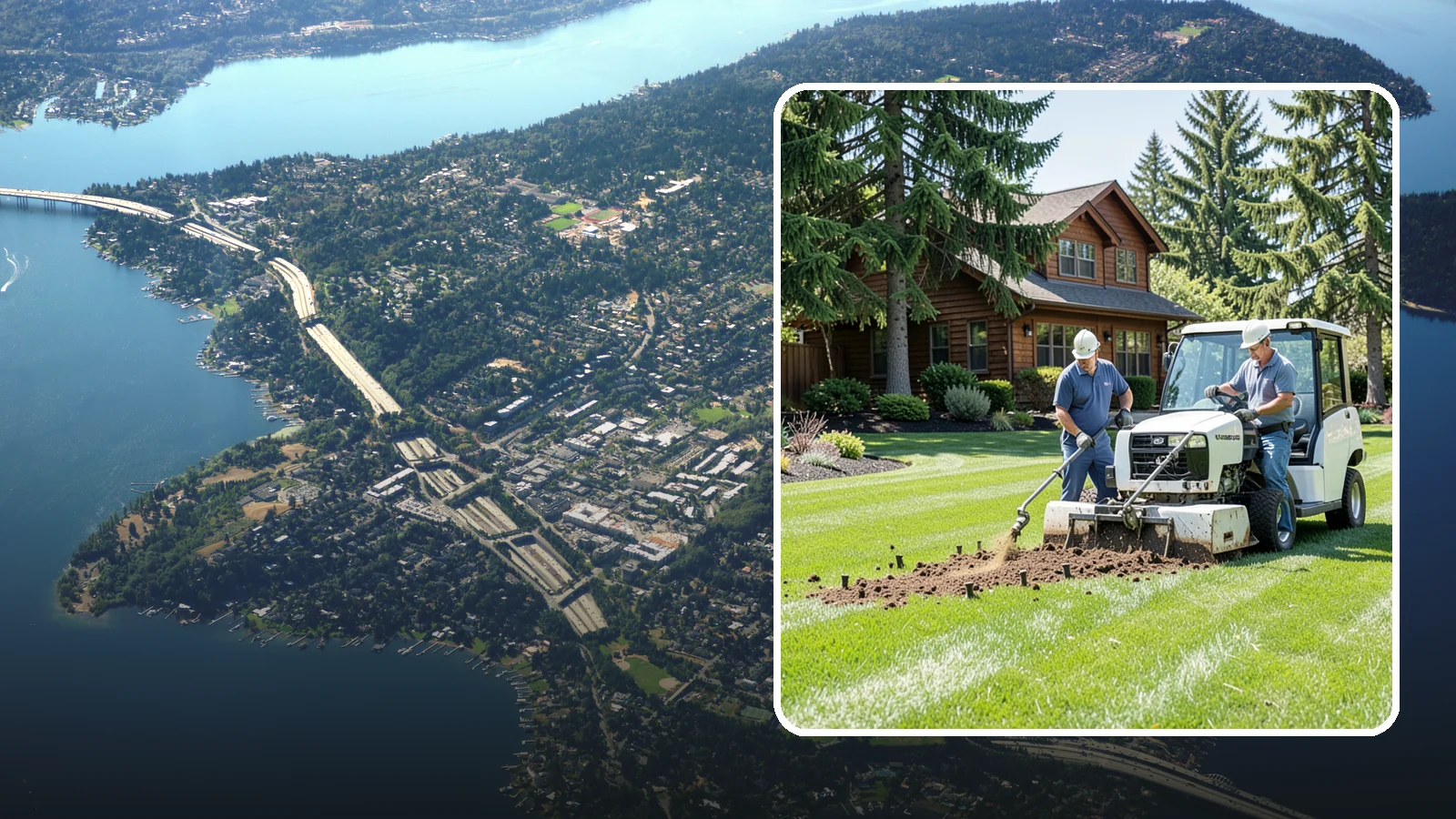Core Aeration in Mercer Island, King County, WA - Core (plug) aeration that pulls soil plugs for the deepest relief from compaction and thatch.