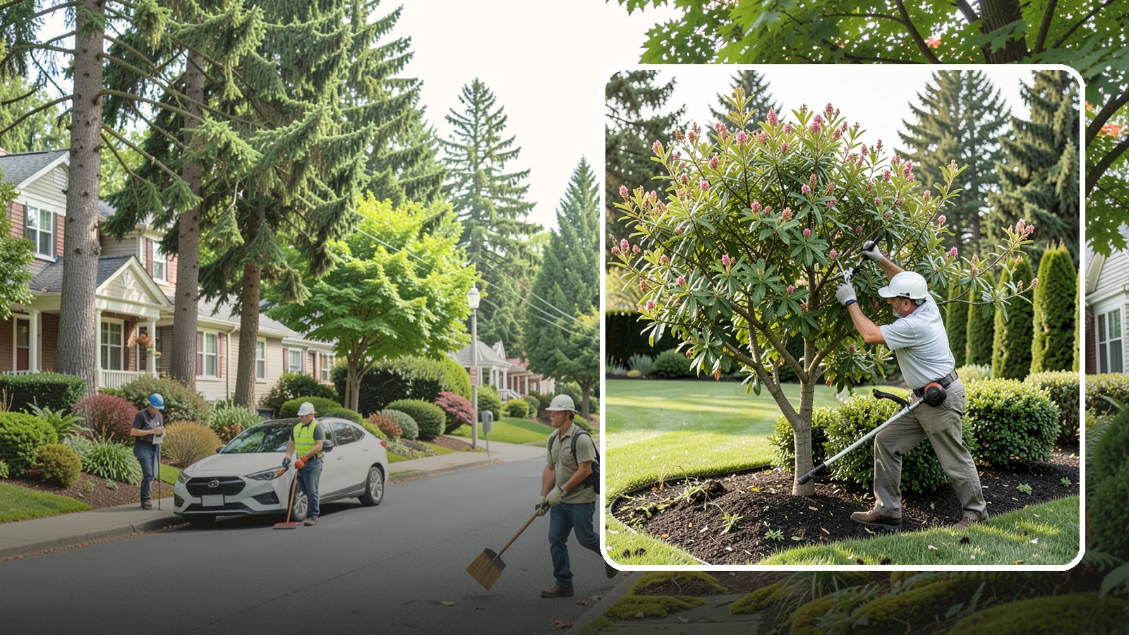 Crape Myrtle Pruning in Beaux Arts Village, King County, WA - Proper crape myrtle pruning that avoids "crape murder" and preserves natural form and bloom.