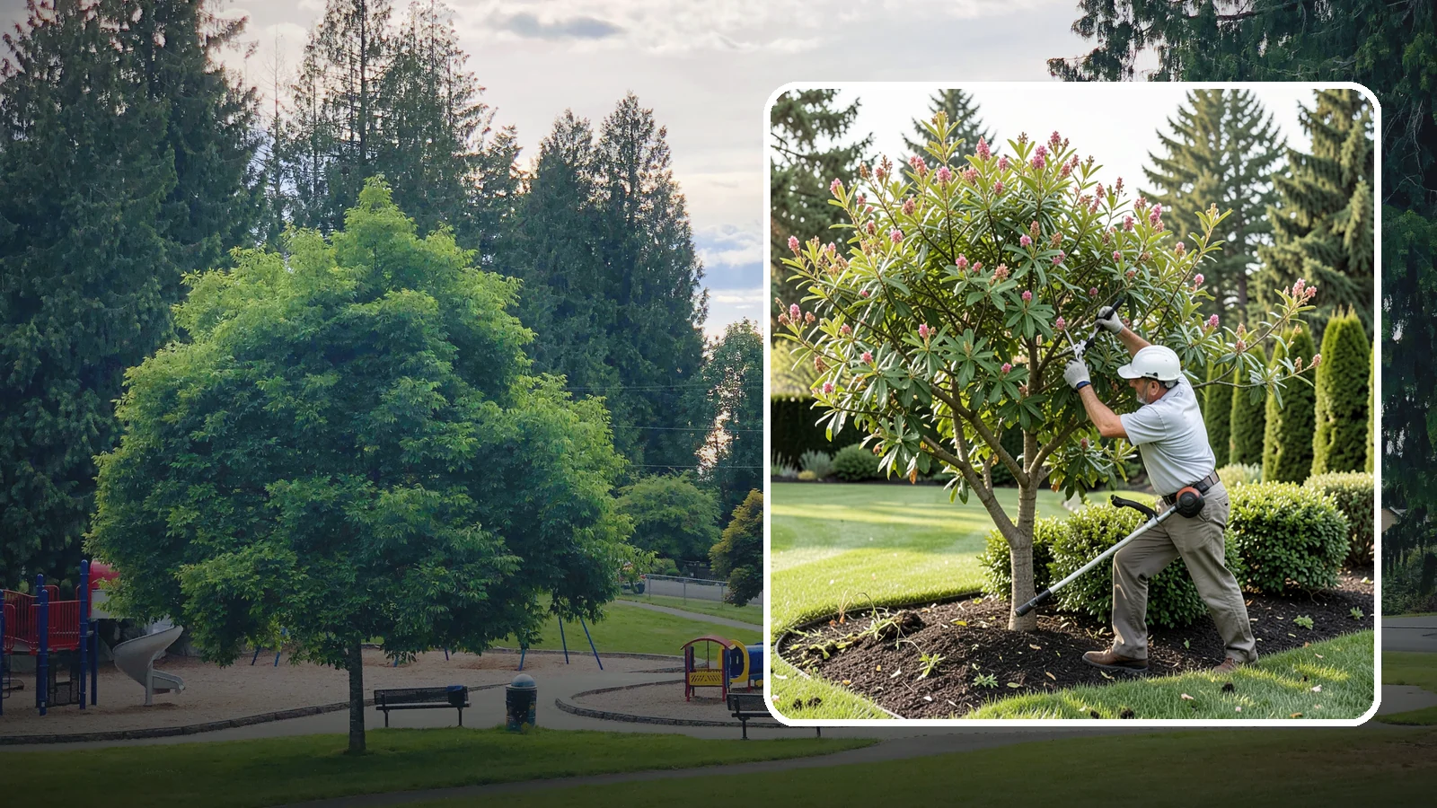 Crape Myrtle Pruning in Bonney Lake, Pierce County, WA - Proper crape myrtle pruning that avoids "crape murder" and preserves natural form and bloom.