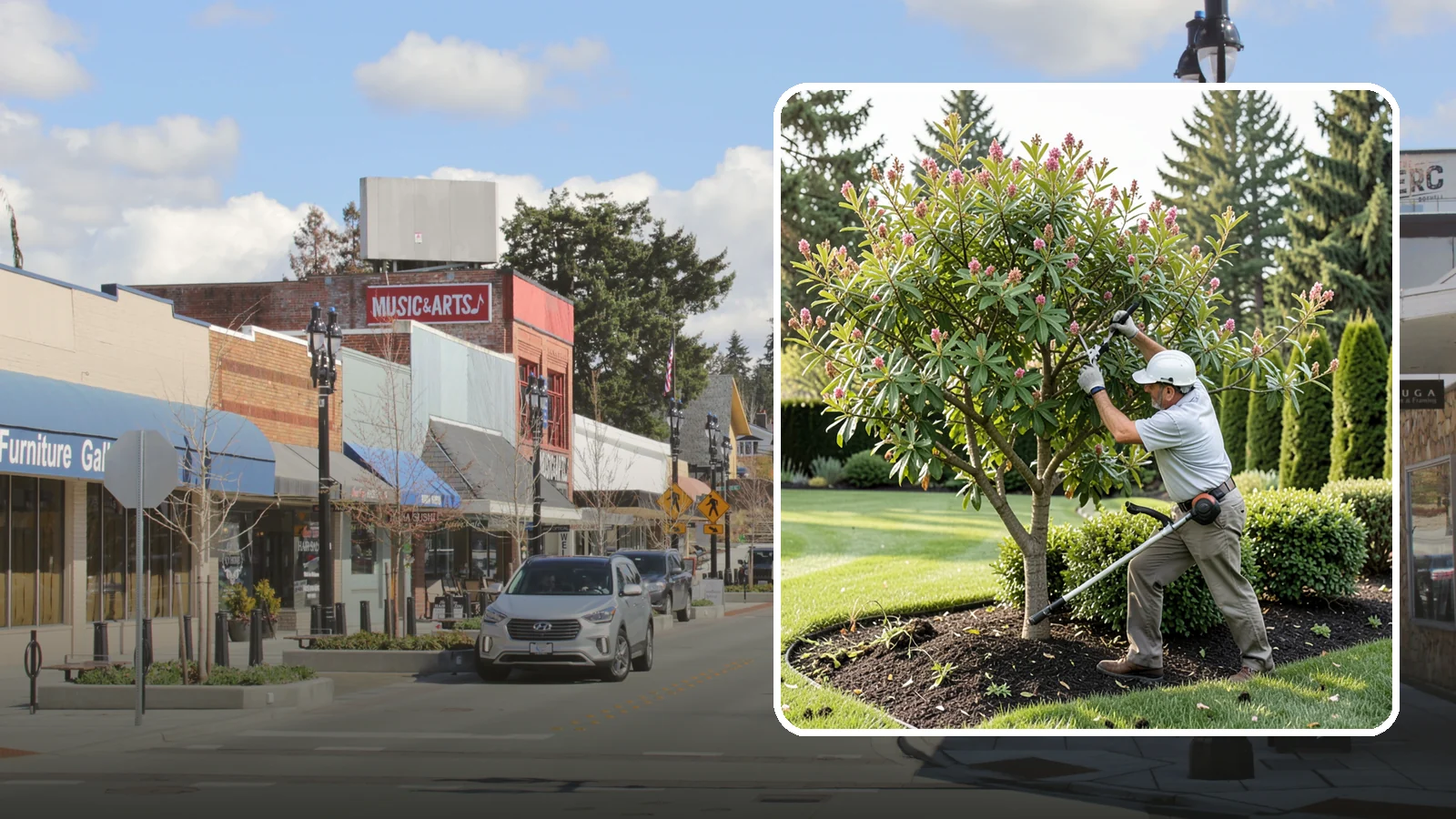 Crape Myrtle Pruning in Bothell, King County, WA - Proper crape myrtle pruning that avoids "crape murder" and preserves natural form and bloom.