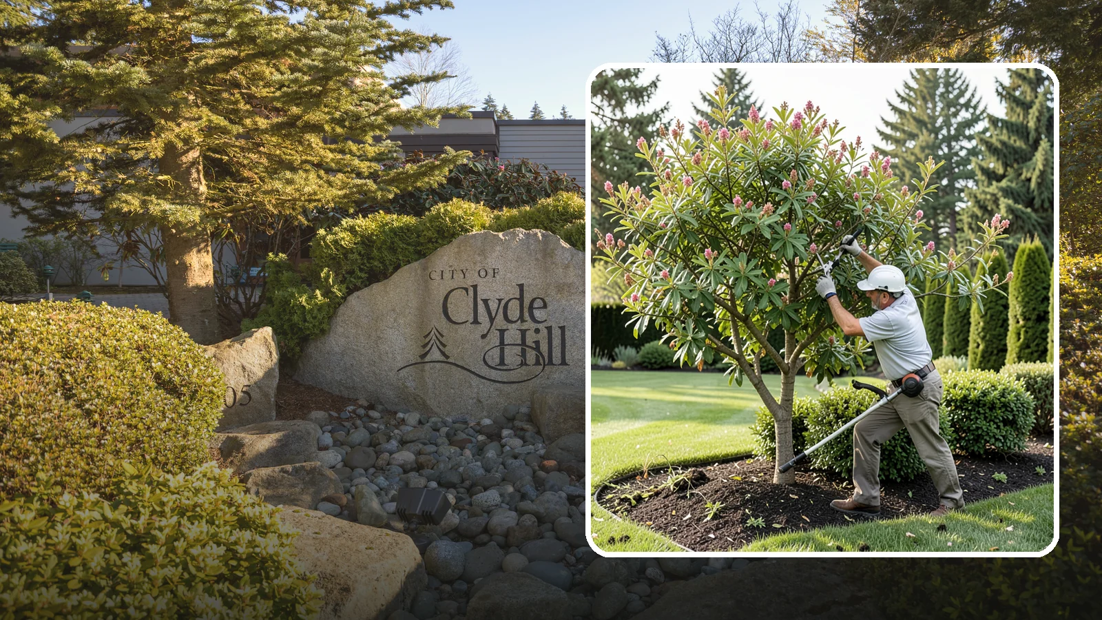 Crape Myrtle Pruning in Clyde Hill, King County, WA - Proper crape myrtle pruning that avoids "crape murder" and preserves natural form and bloom.