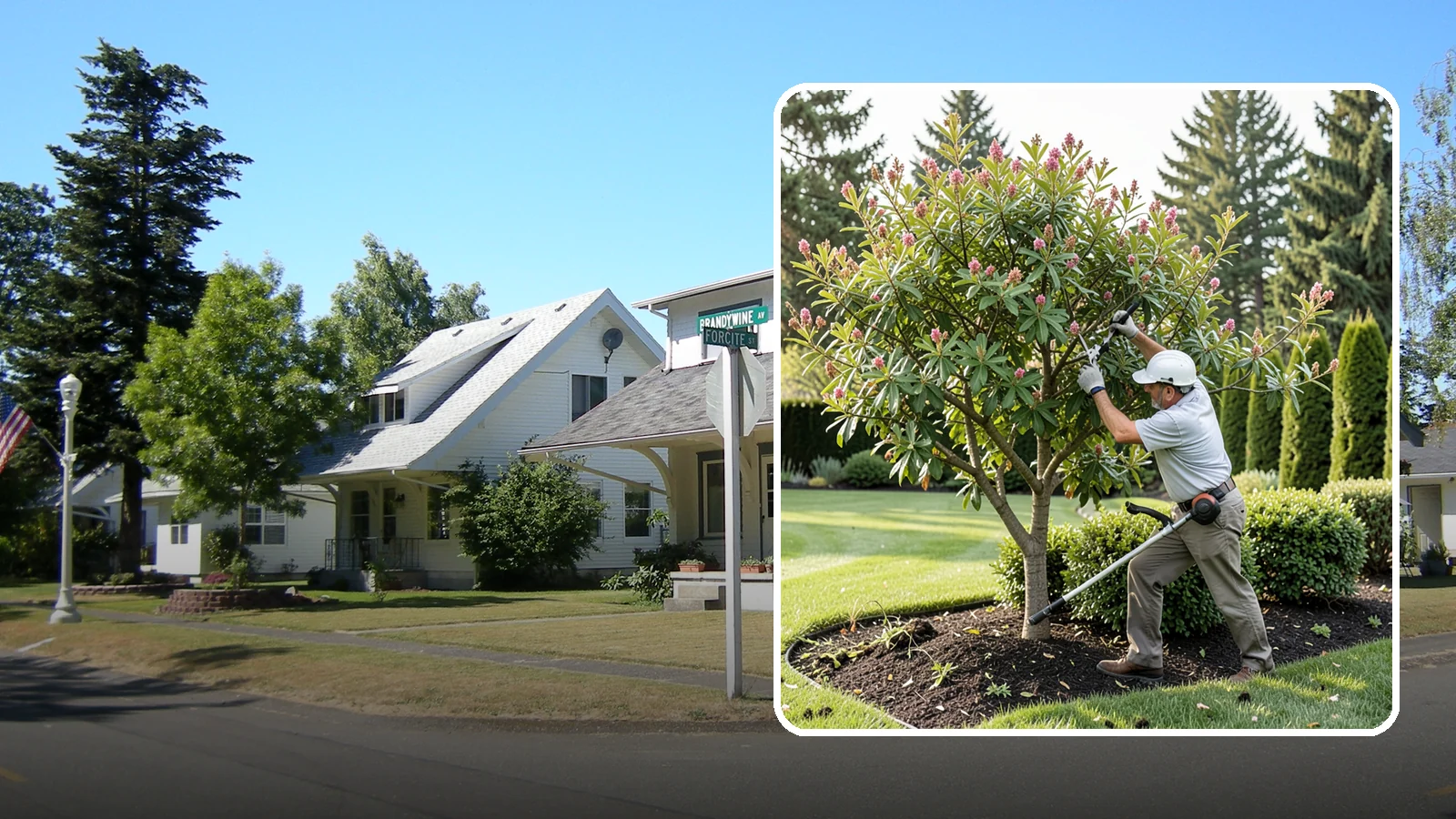 Crape Myrtle Pruning in DuPont, Pierce County, WA - Proper crape myrtle pruning that avoids "crape murder" and preserves natural form and bloom.