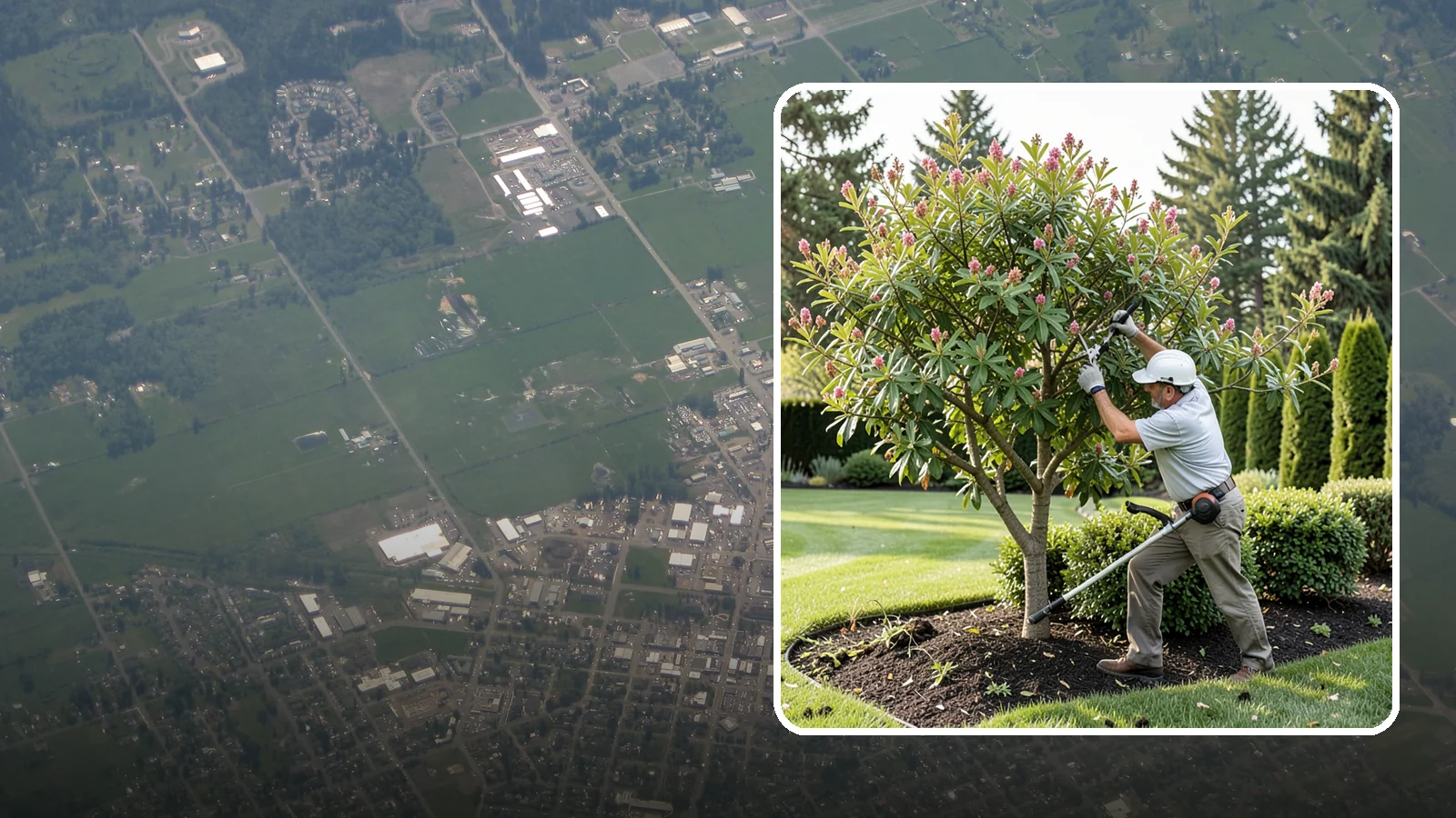 Crape Myrtle Pruning in Enumclaw, King County, WA - Proper crape myrtle pruning that avoids "crape murder" and preserves natural form and bloom.