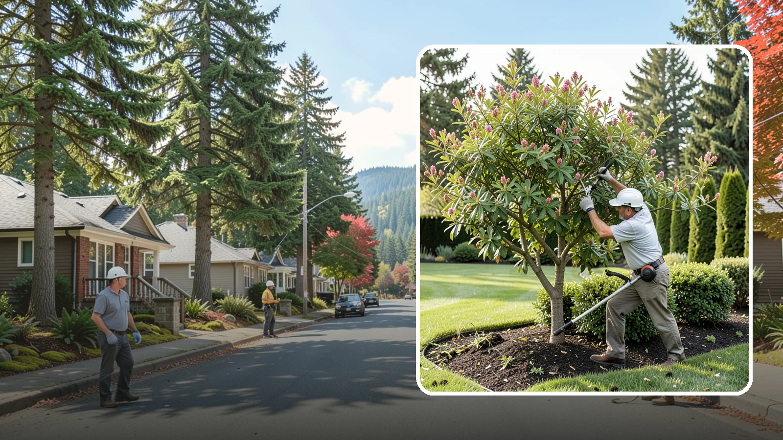 Crape Myrtle Pruning in Hunts Point, King County, WA - Proper crape myrtle pruning that avoids "crape murder" and preserves natural form and bloom.