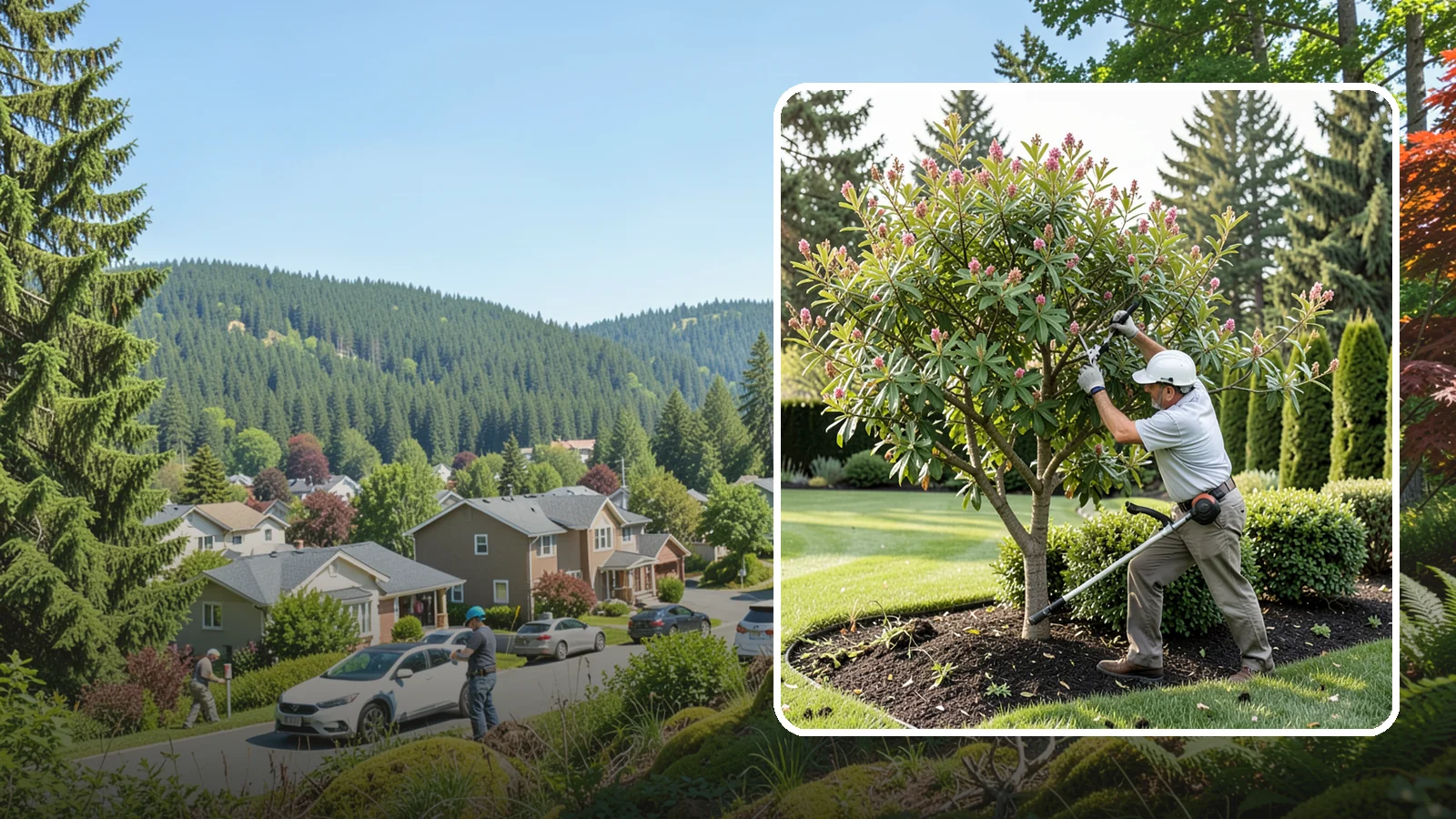 Crape Myrtle Pruning in Index, Snohomish County, WA - Proper crape myrtle pruning that avoids "crape murder" and preserves natural form and bloom.
