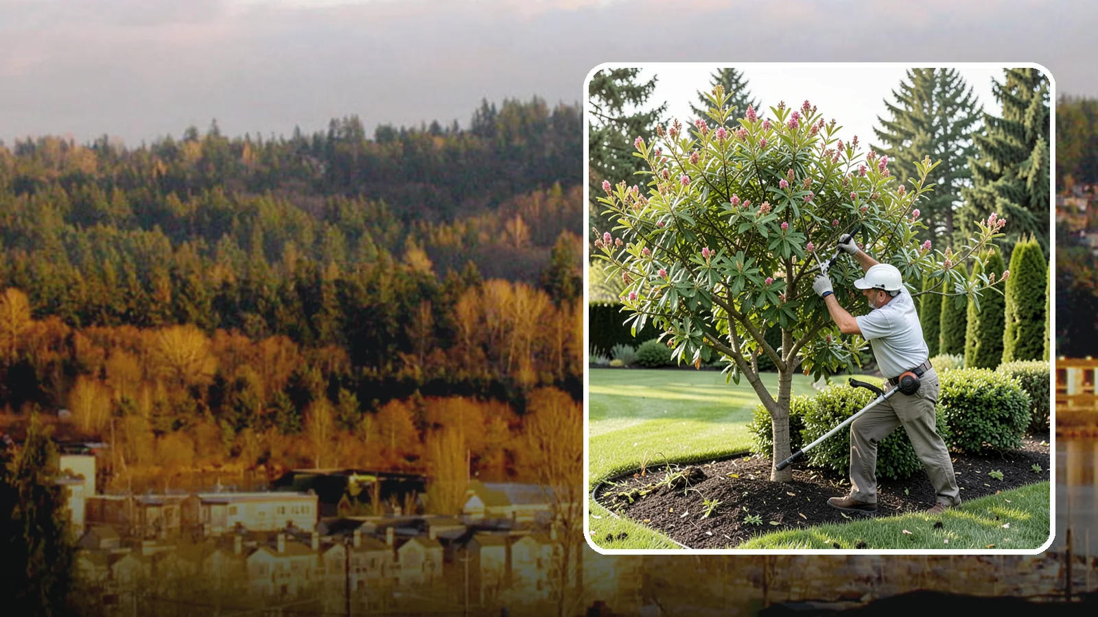 Crape Myrtle Pruning in Kenmore, King County, WA - Proper crape myrtle pruning that avoids "crape murder" and preserves natural form and bloom.