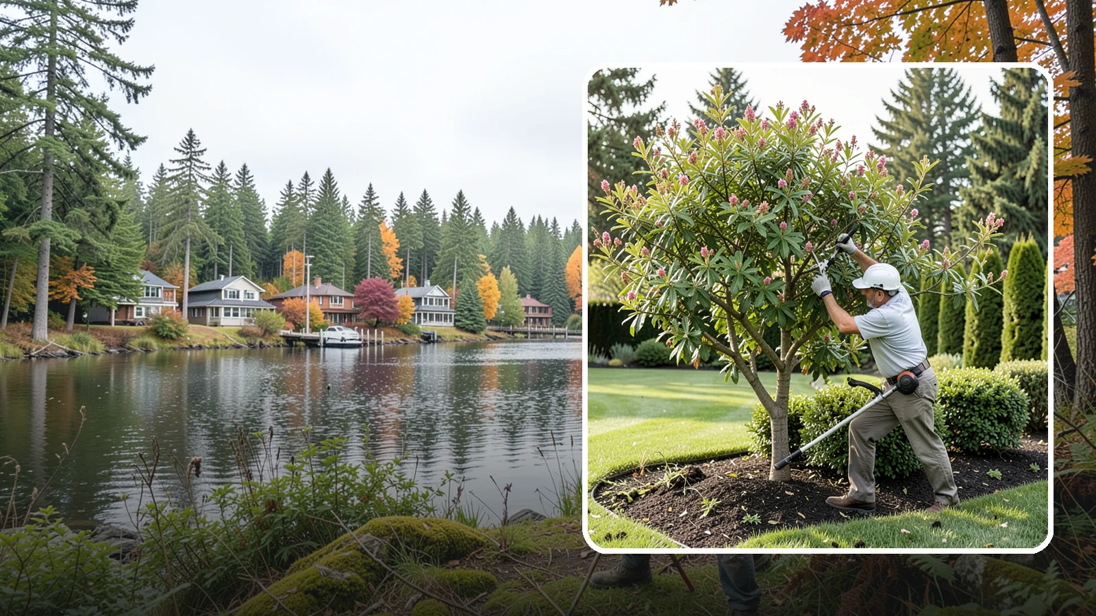 Crape Myrtle Pruning in La Conner, Skagit County, WA - Proper crape myrtle pruning that avoids "crape murder" and preserves natural form and bloom.