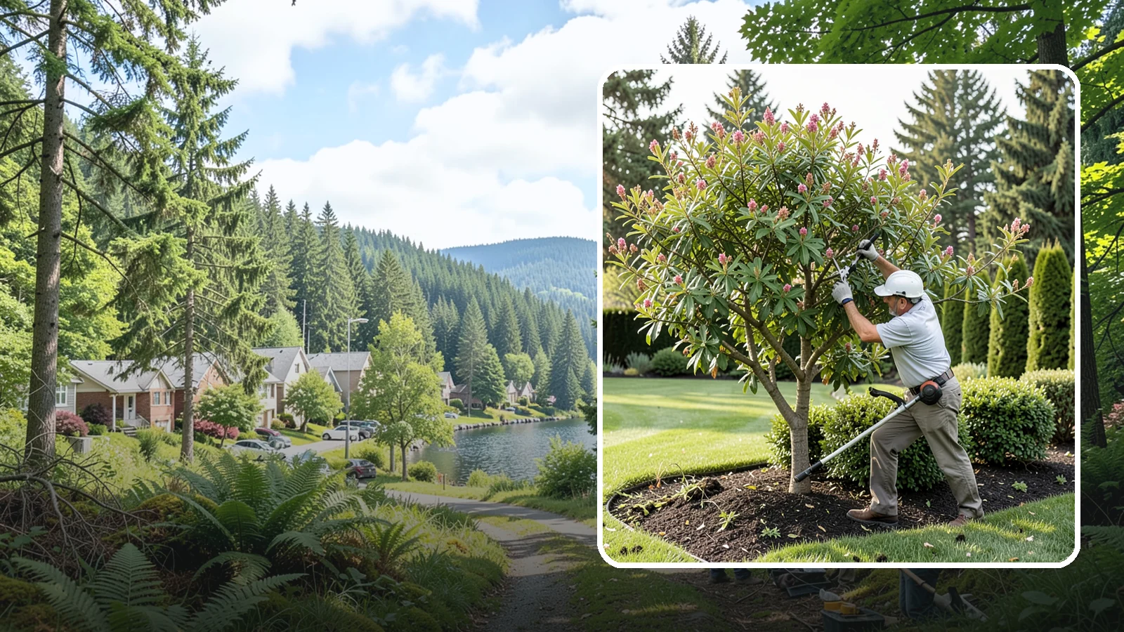 Crape Myrtle Pruning in Lake Forest Park, King County, WA - Proper crape myrtle pruning that avoids "crape murder" and preserves natural form and bloom.