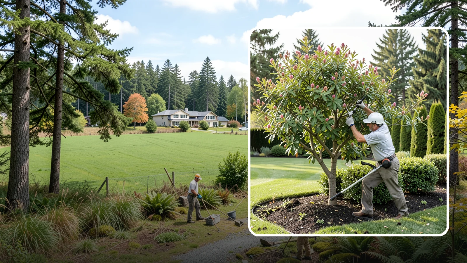 Crape Myrtle Pruning in Lyman, Skagit County, WA - Proper crape myrtle pruning that avoids "crape murder" and preserves natural form and bloom.