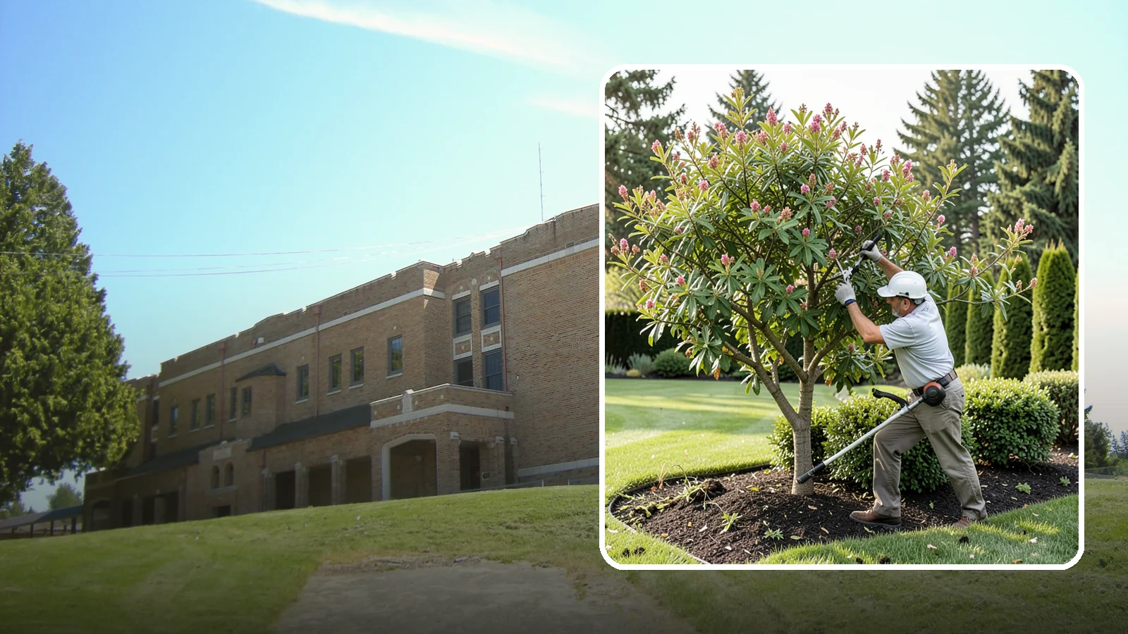 Crape Myrtle Pruning in Maple Valley, King County, WA - Proper crape myrtle pruning that avoids "crape murder" and preserves natural form and bloom.