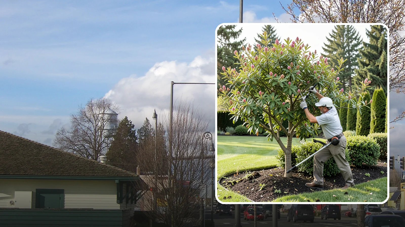 Crape Myrtle Pruning in Marysville, Snohomish County, WA - Proper crape myrtle pruning that avoids "crape murder" and preserves natural form and bloom.