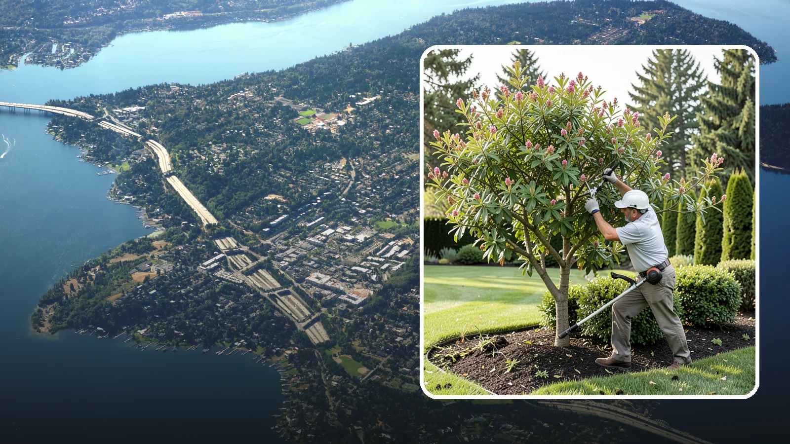 Crape Myrtle Pruning in Mercer Island, King County, WA - Proper crape myrtle pruning that avoids "crape murder" and preserves natural form and bloom.