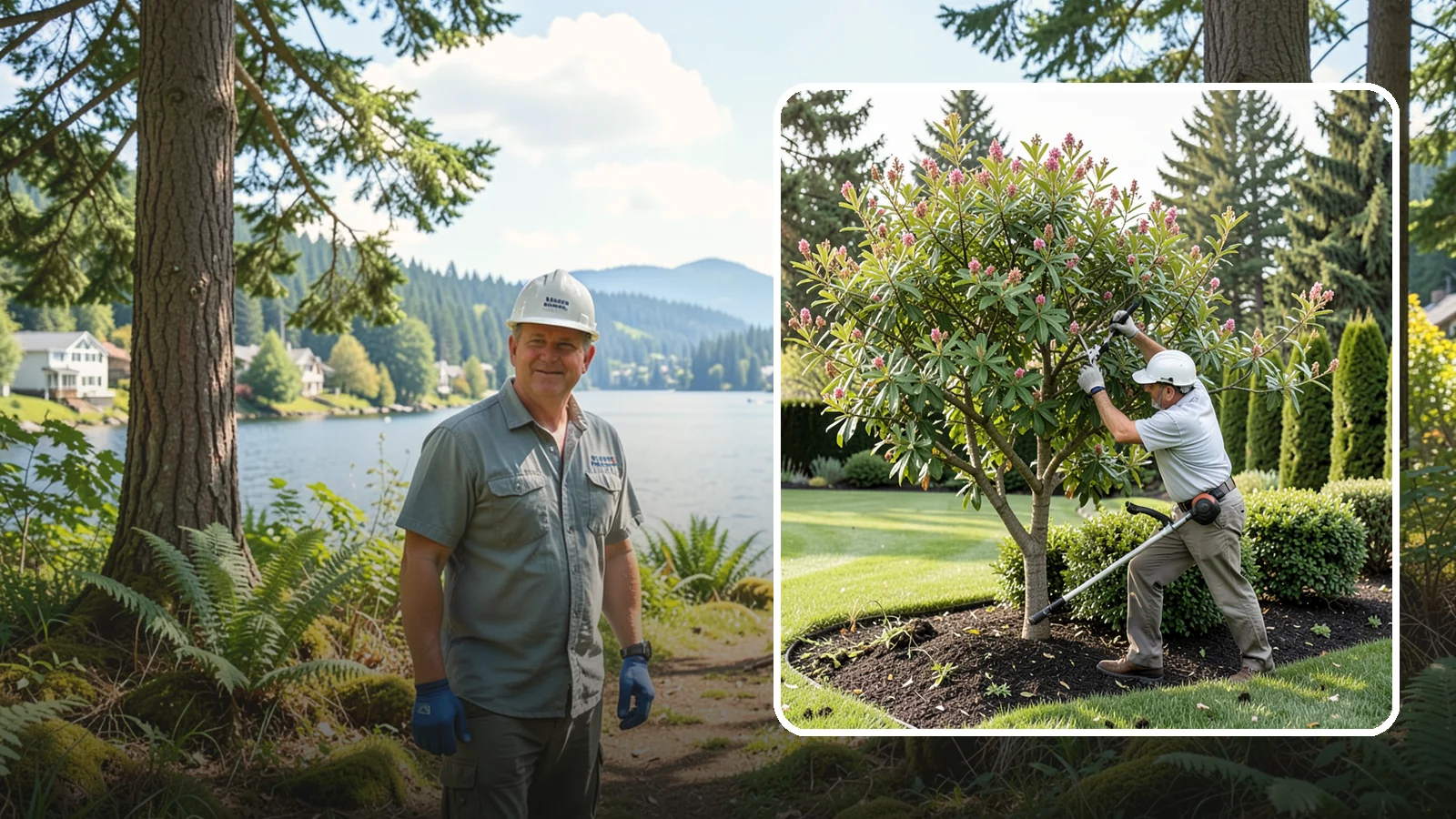 Crape Myrtle Pruning in Milton, King County, WA - Proper crape myrtle pruning that avoids "crape murder" and preserves natural form and bloom.
