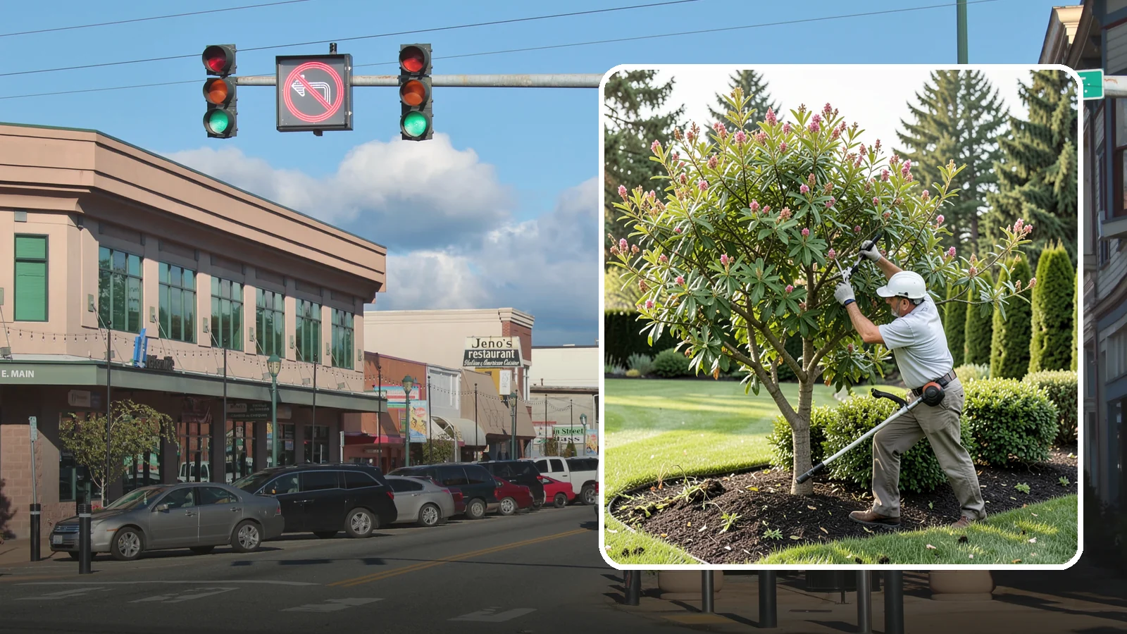 Crape Myrtle Pruning in Monroe, Snohomish County, WA - Proper crape myrtle pruning that avoids "crape murder" and preserves natural form and bloom.