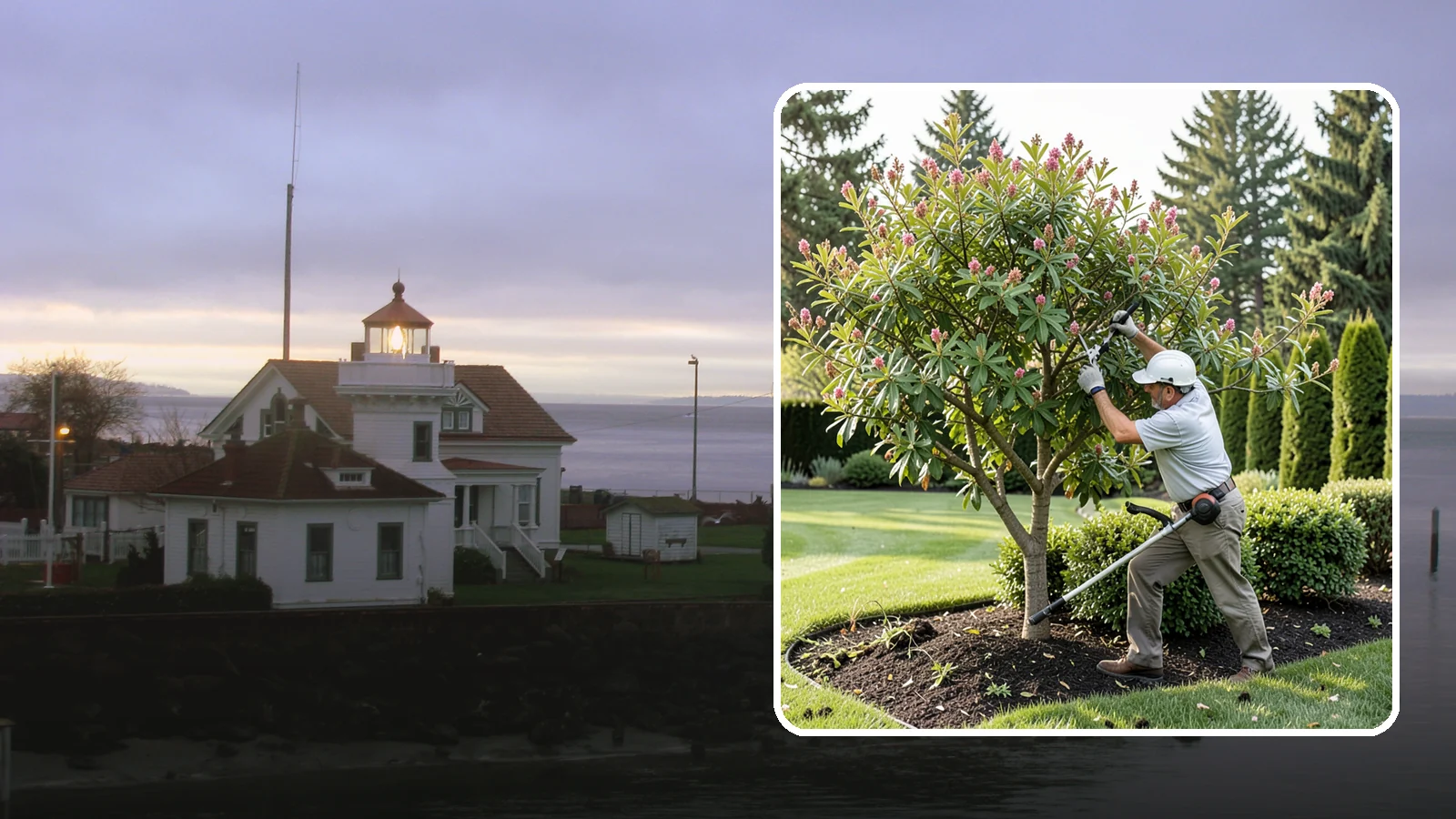 Crape Myrtle Pruning in Mukilteo, Snohomish County, WA - Proper crape myrtle pruning that avoids "crape murder" and preserves natural form and bloom.