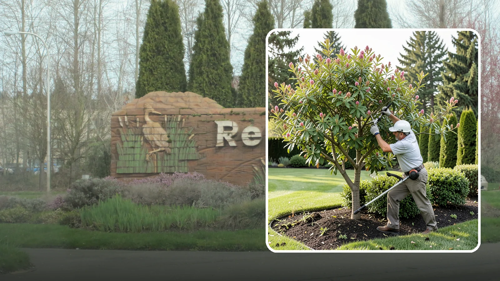 Crape Myrtle Pruning in Renton, King County, WA - Proper crape myrtle pruning that avoids "crape murder" and preserves natural form and bloom.