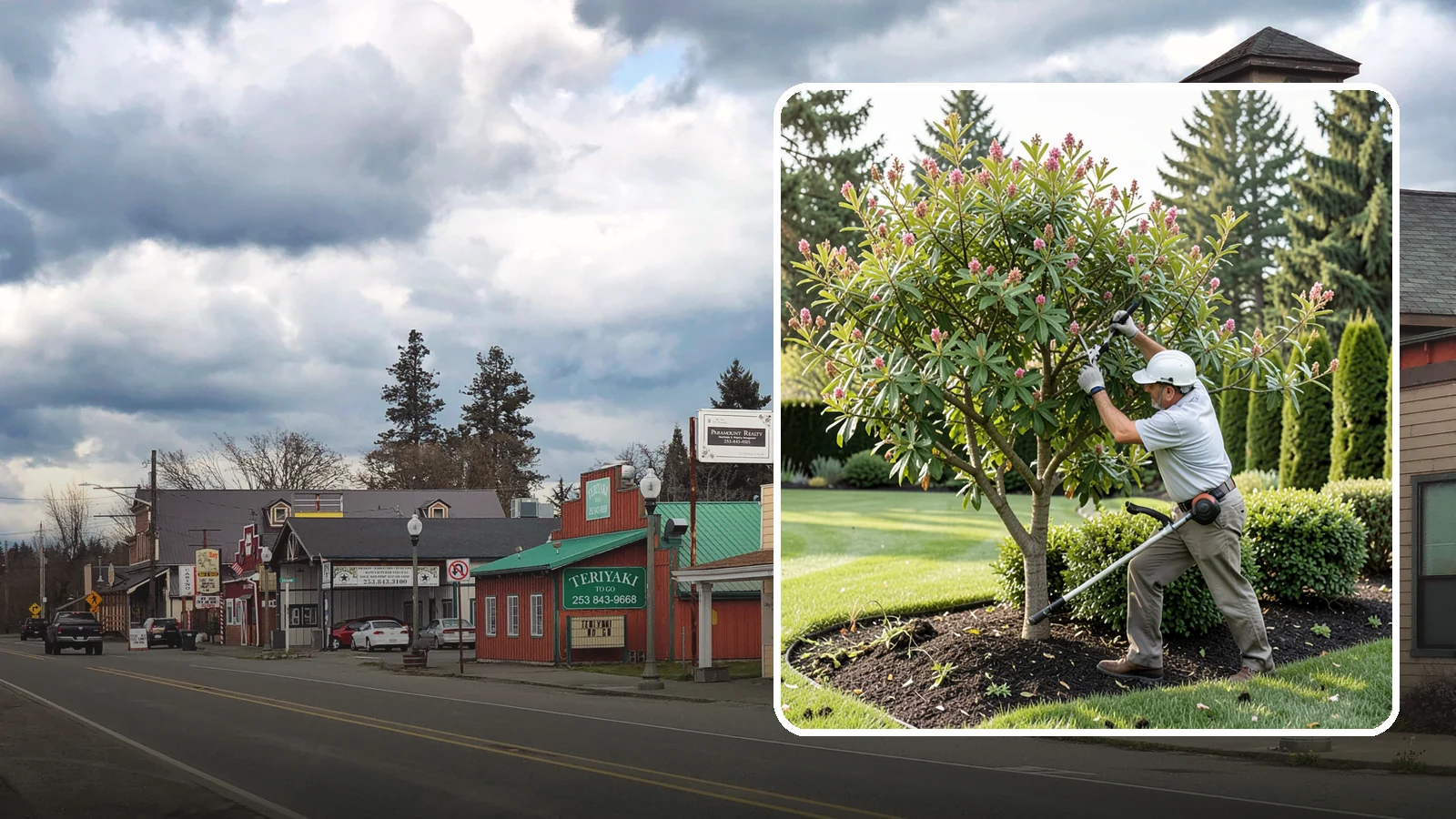 Crape Myrtle Pruning in Roy, Pierce County, WA - Proper crape myrtle pruning that avoids "crape murder" and preserves natural form and bloom.