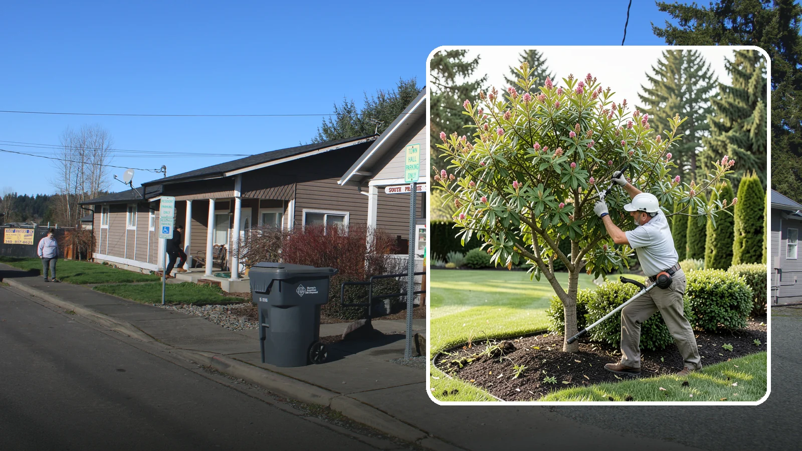 Crape Myrtle Pruning in South Prairie, Pierce County, WA - Proper crape myrtle pruning that avoids "crape murder" and preserves natural form and bloom.