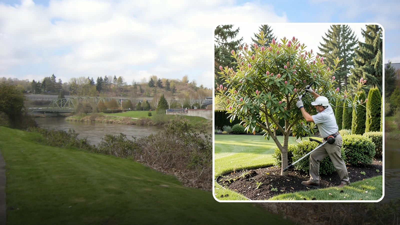 Crape Myrtle Pruning in Tukwila, King County, WA - Proper crape myrtle pruning that avoids "crape murder" and preserves natural form and bloom.