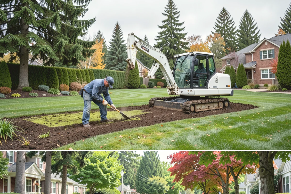 Curtain Drain Installation in Beaux Arts Village, King County, WA - Install in late summer or early fall when the water table is lowest, making deep trenching far easier and drier.