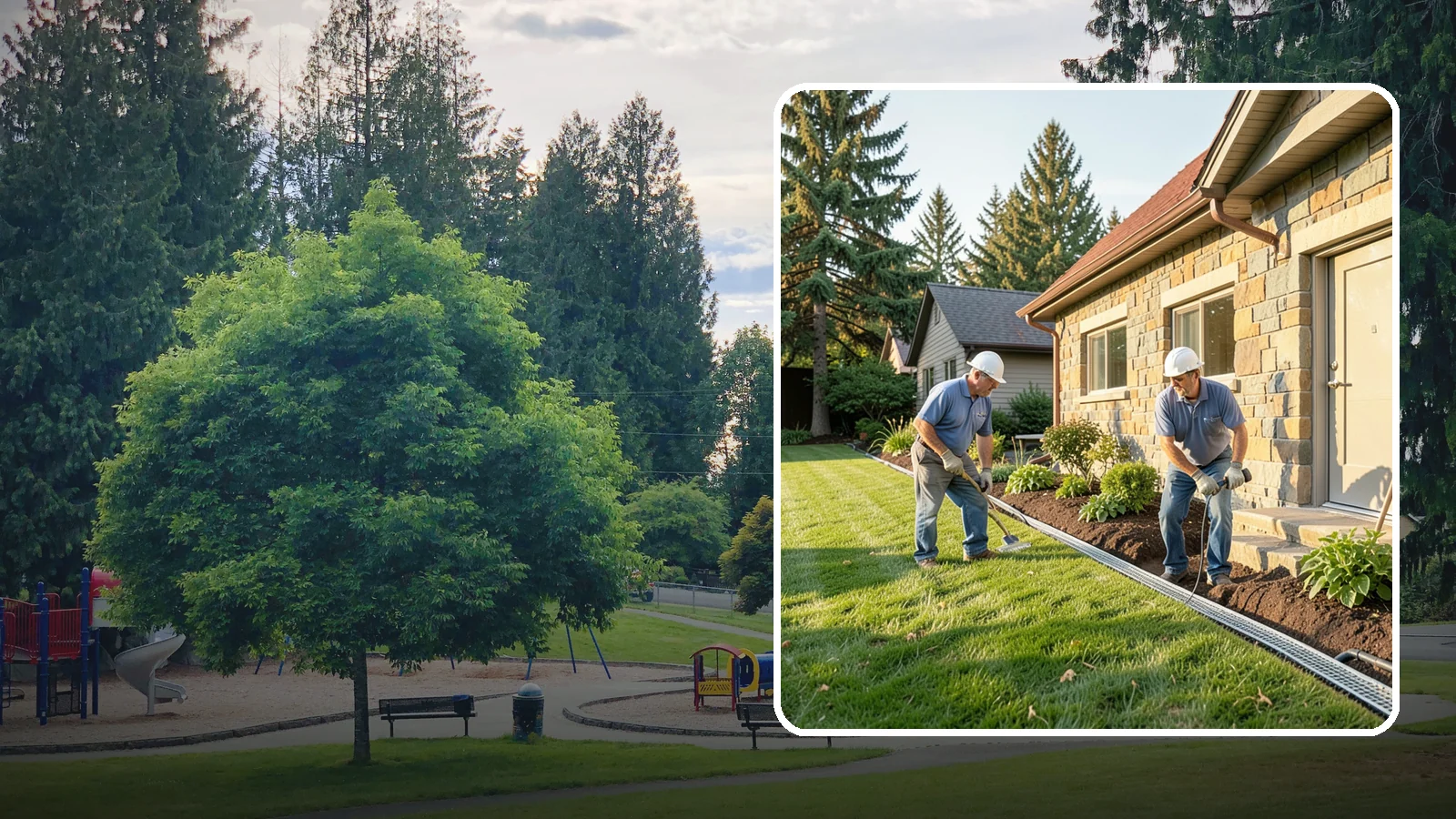 Curtain Drain Installation in Bonney Lake, Pierce County, WA - We install curtain drains to intercept subsurface groundwater flowing downhill toward your home before it reaches the foundation.