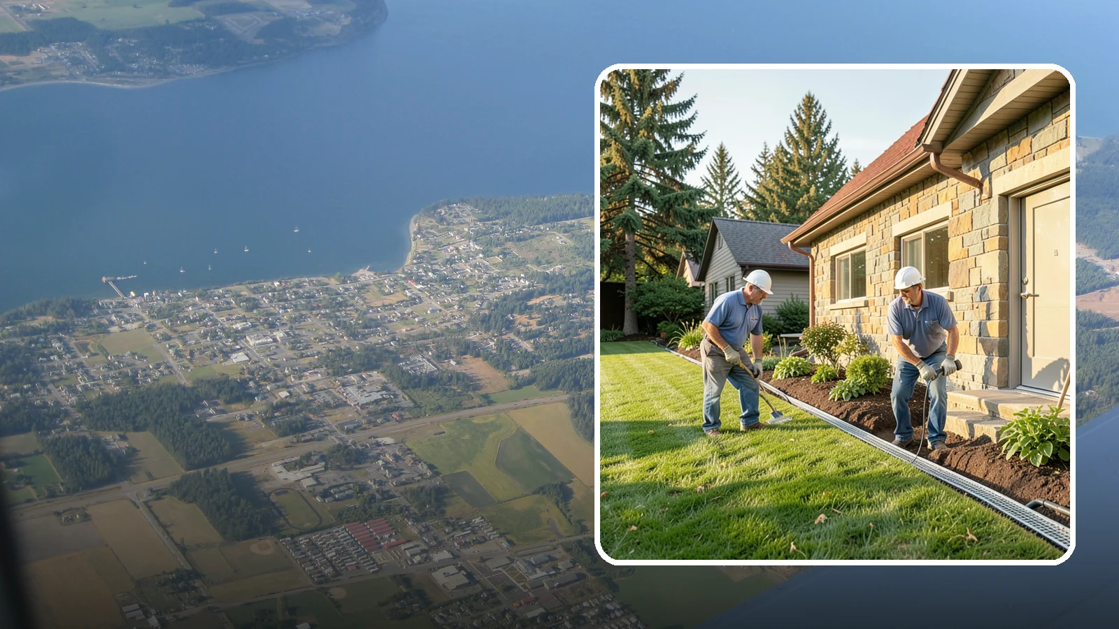 Curtain Drain Installation in Coupeville, Island County, WA - We install curtain drains to intercept subsurface groundwater flowing downhill toward your home before it reaches the foundation.