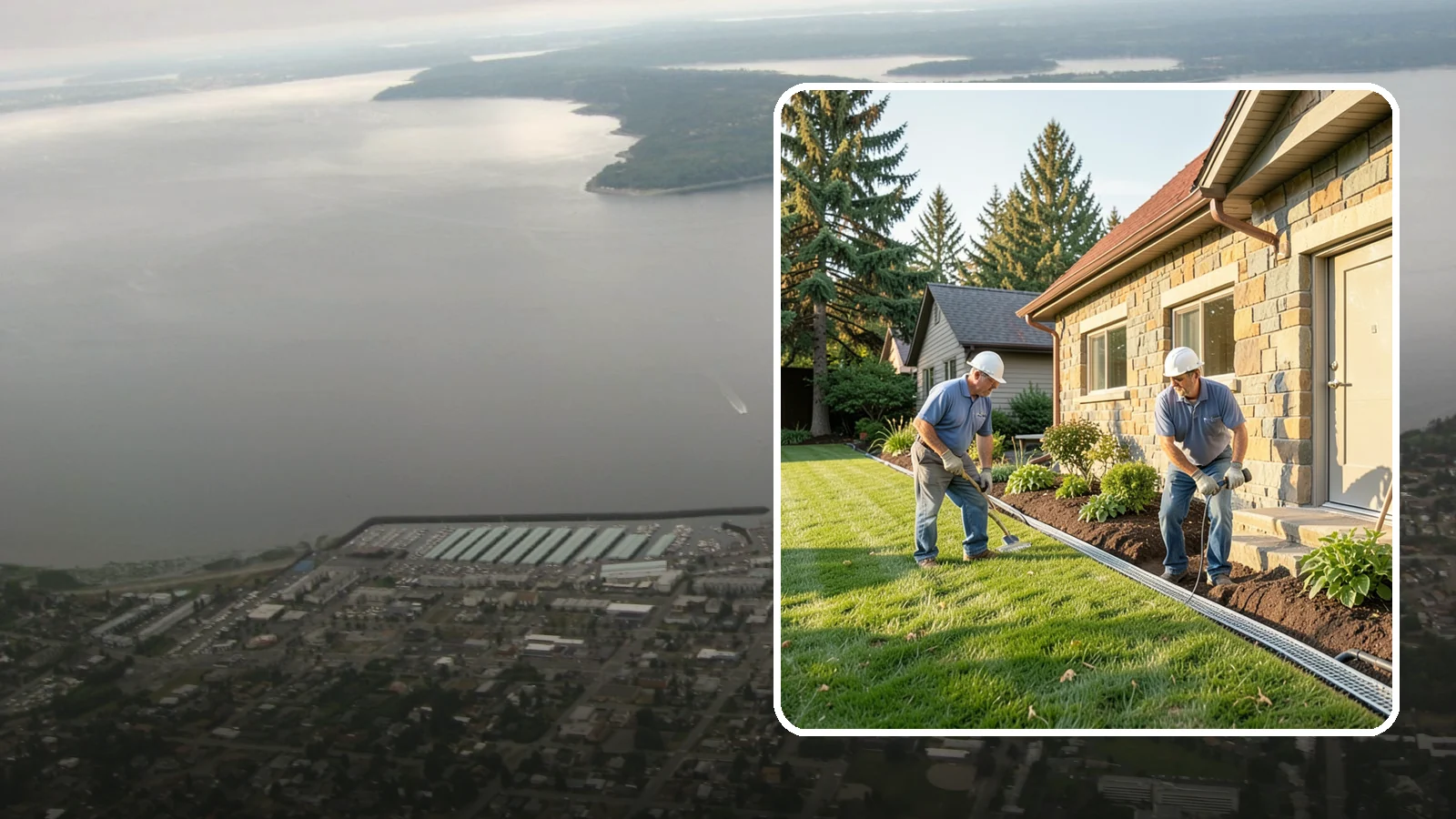Curtain Drain Installation in Des Moines, King County, WA - We install curtain drains to intercept subsurface groundwater flowing downhill toward your home before it reaches the foundation.