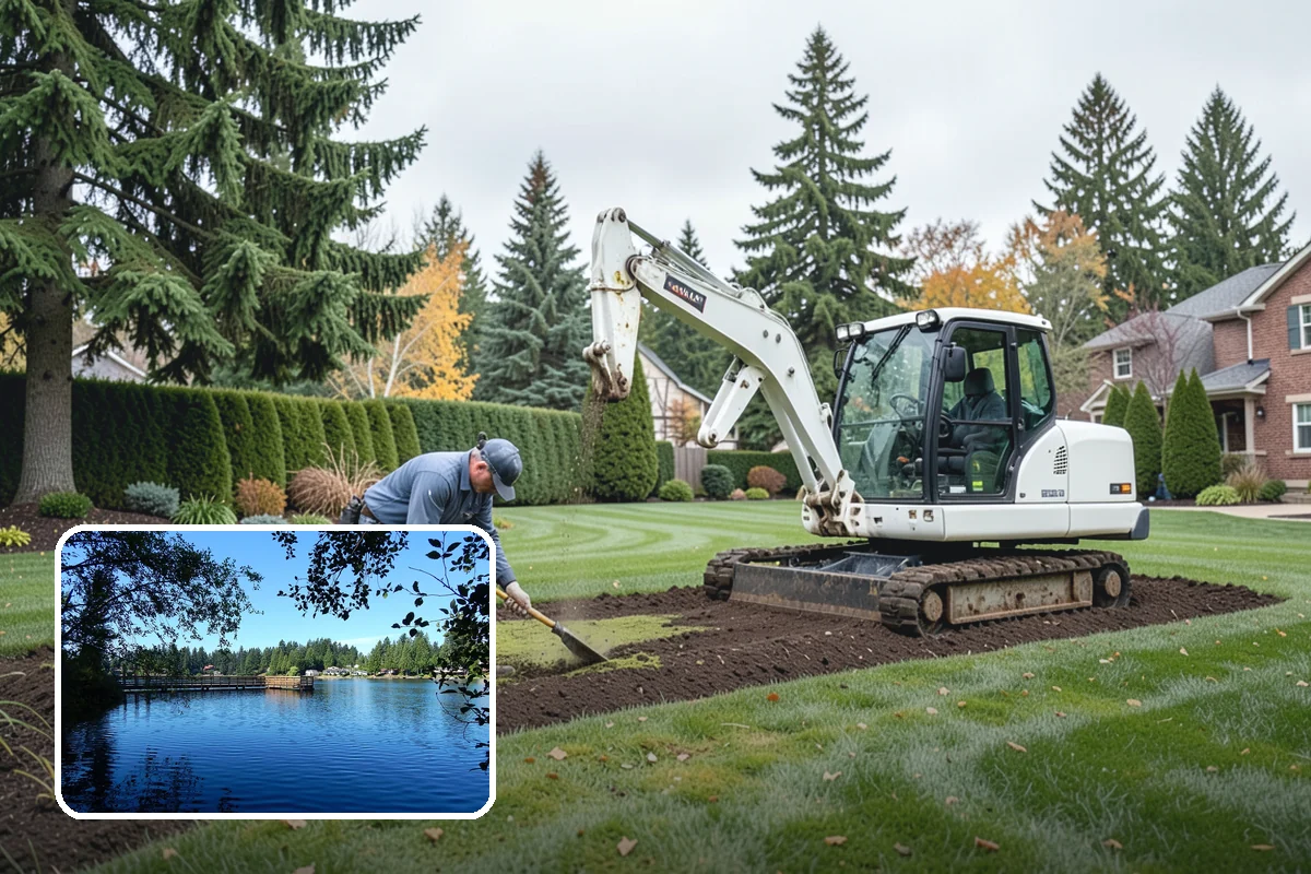 Curtain Drain Installation in Federal Way, King County, WA - Intercepts underground water moving downhill