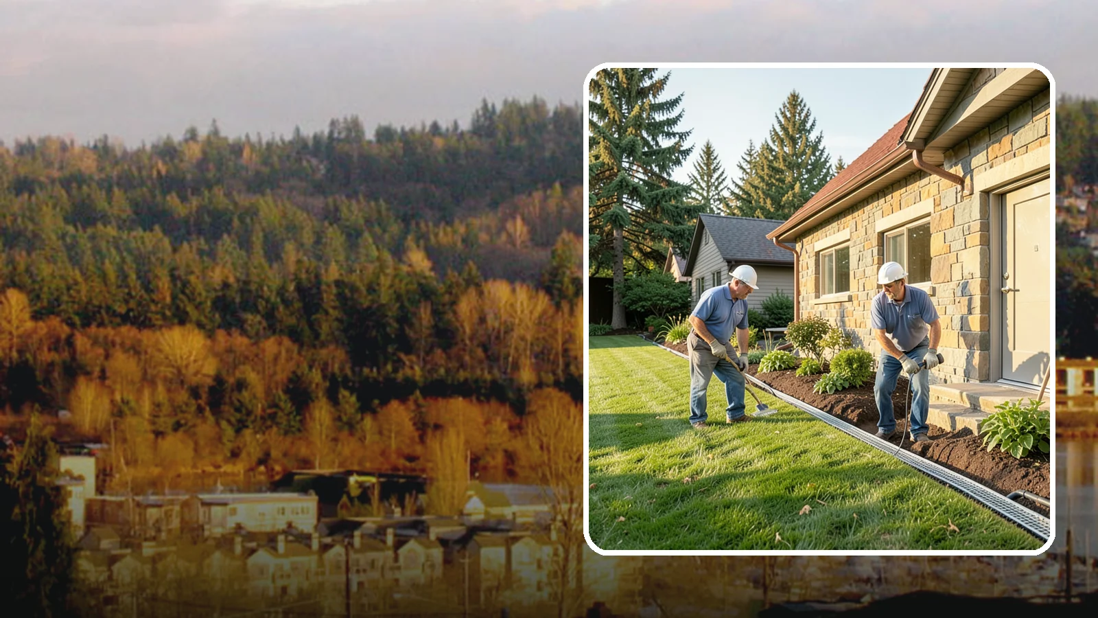 Curtain Drain Installation in Kenmore, King County, WA - We install curtain drains to intercept subsurface groundwater flowing downhill toward your home before it reaches the foundation.