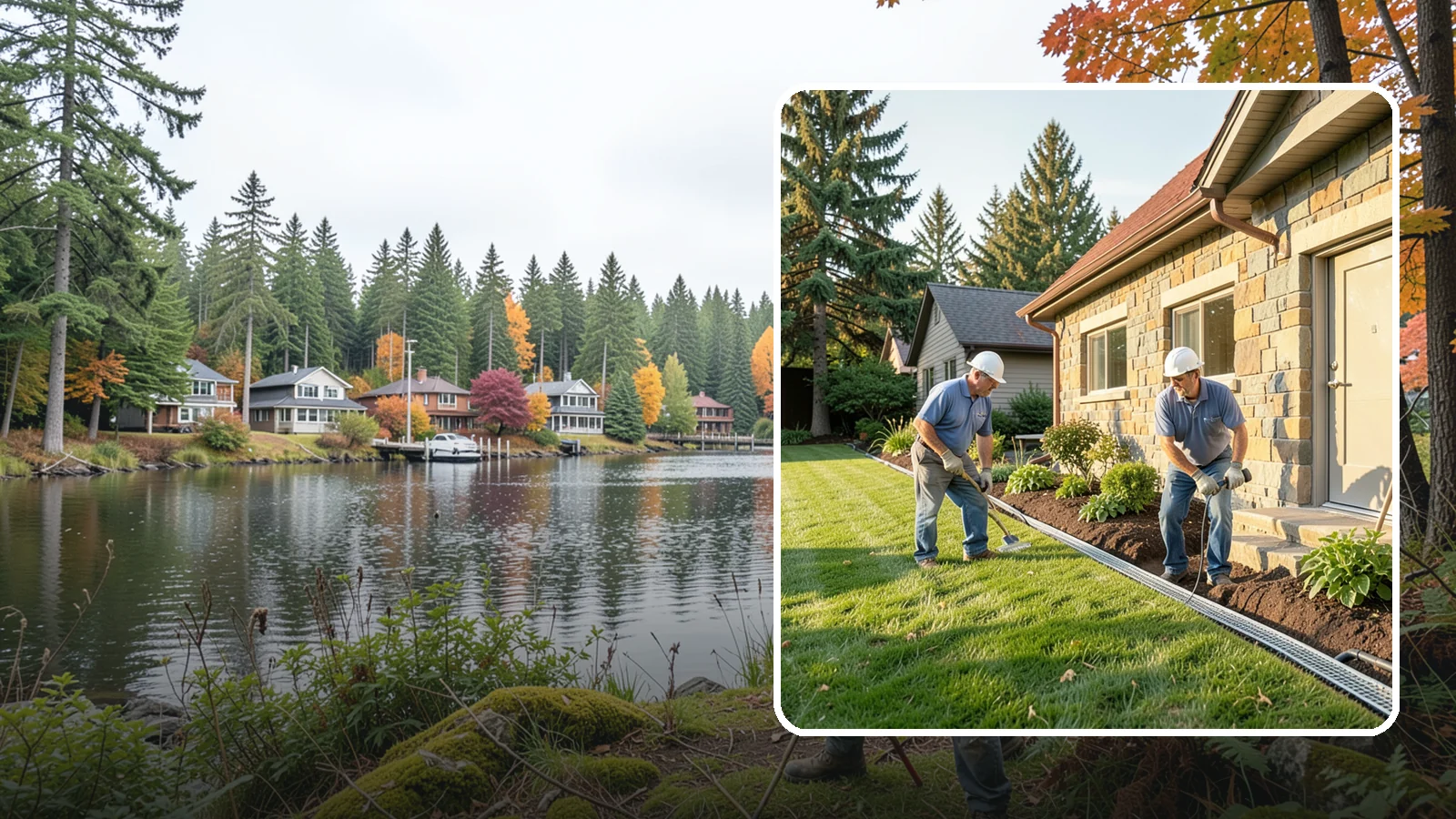Curtain Drain Installation in La Conner, Skagit County, WA - We install curtain drains to intercept subsurface groundwater flowing downhill toward your home before it reaches the foundation.