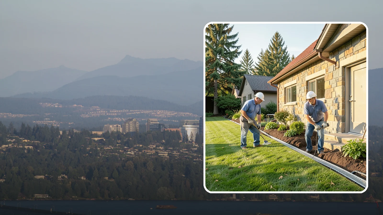 Curtain Drain Installation in Medina, King County, WA - We install curtain drains to intercept subsurface groundwater flowing downhill toward your home before it reaches the foundation.