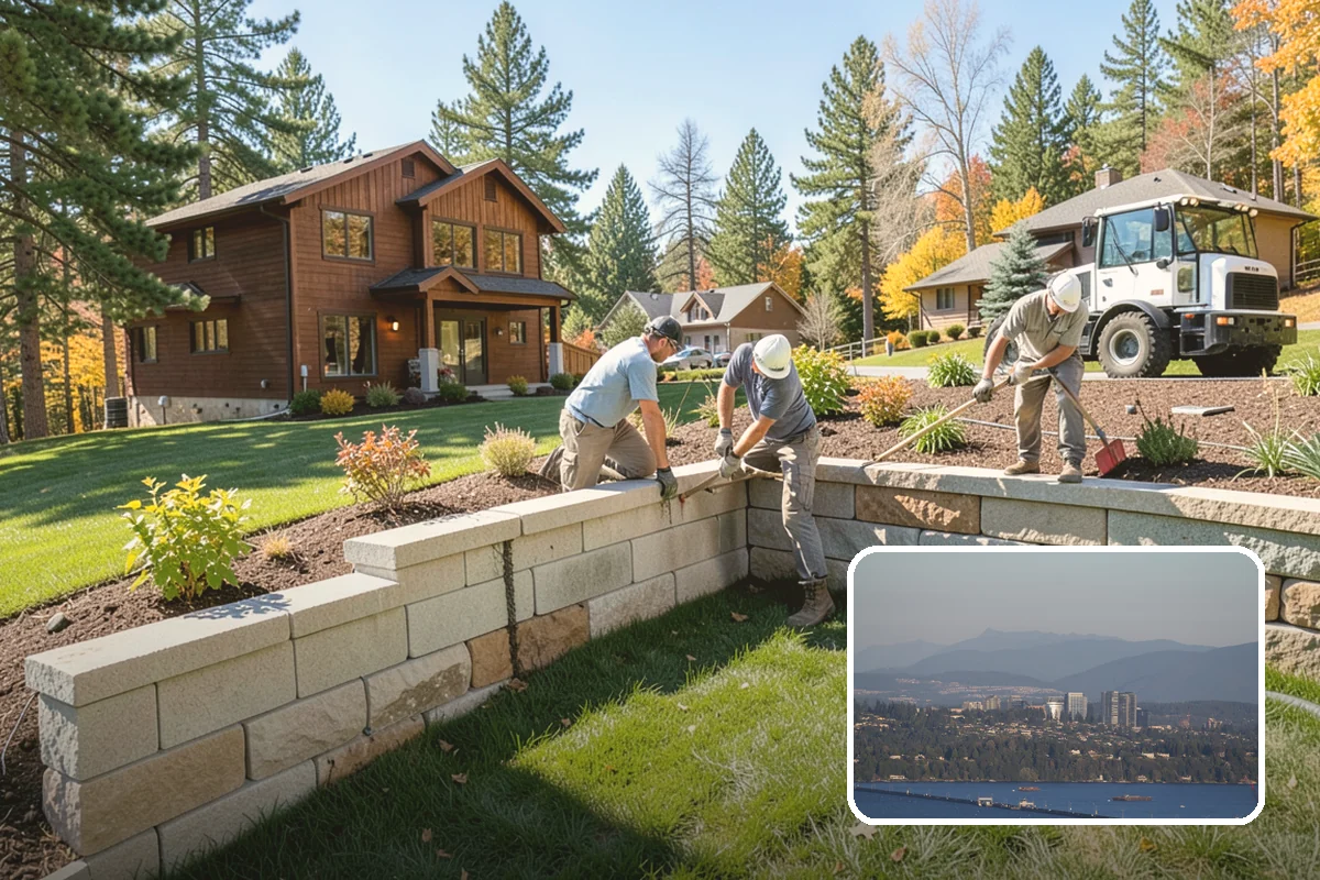 Curtain Drain Installation in Medina, King County, WA - Intercepts underground water moving downhill