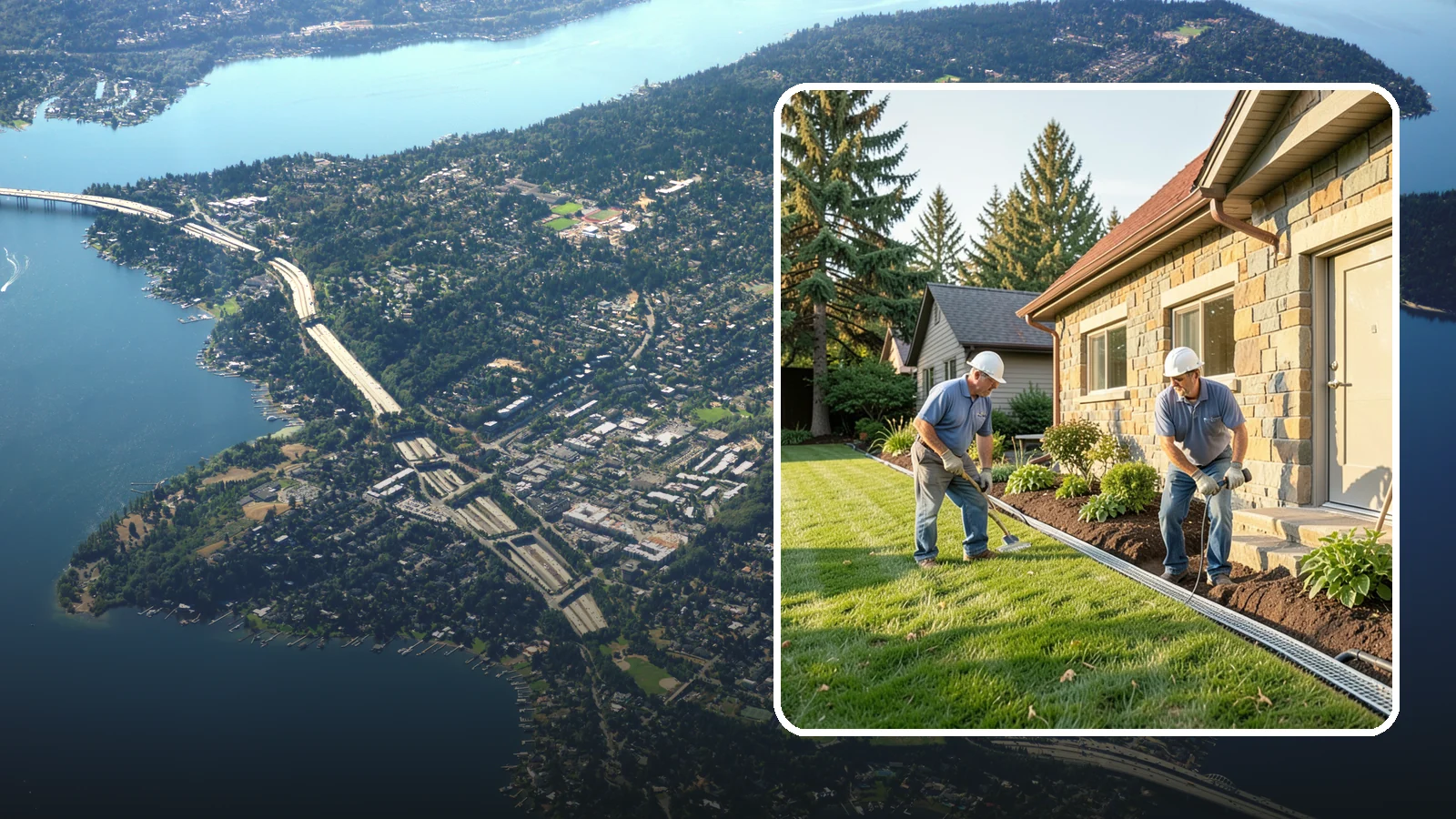 Curtain Drain Installation in Mercer Island, King County, WA - We install curtain drains to intercept subsurface groundwater flowing downhill toward your home before it reaches the foundation.