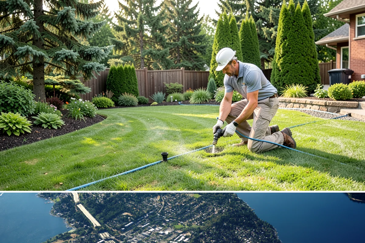 Curtain Drain Installation in Mercer Island, King County, WA - Install in late summer or early fall when the water table is lowest, making deep trenching far easier and drier.
