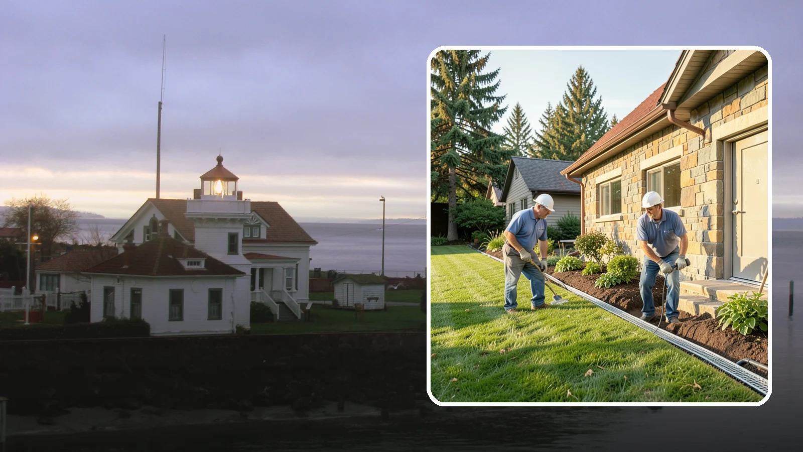 Curtain Drain Installation in Mukilteo, Snohomish County, WA - We install curtain drains to intercept subsurface groundwater flowing downhill toward your home before it reaches the foundation.
