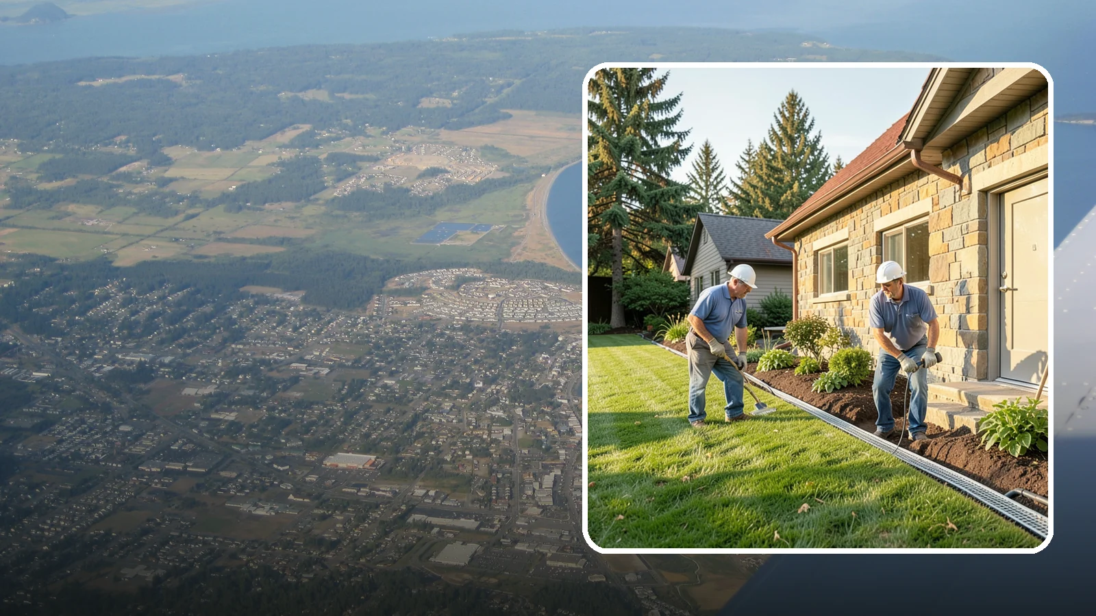 Curtain Drain Installation in Oak Harbor, Island County, WA - We install curtain drains to intercept subsurface groundwater flowing downhill toward your home before it reaches the foundation.