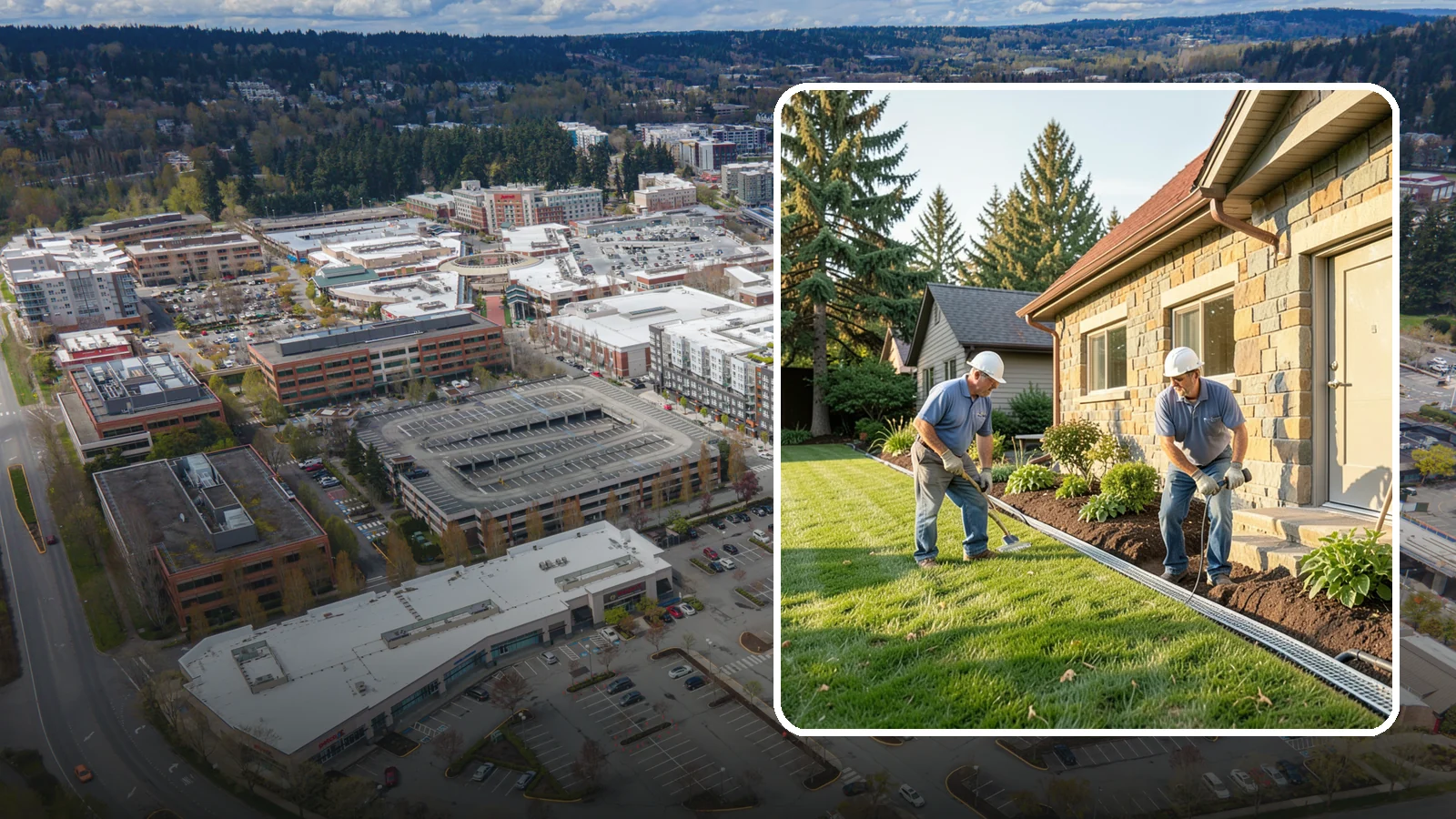 Curtain Drain Installation in Redmond, King County, WA - We install curtain drains to intercept subsurface groundwater flowing downhill toward your home before it reaches the foundation.