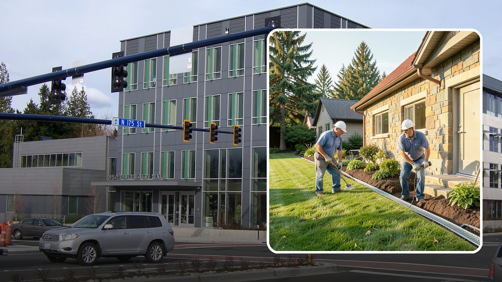 Curtain Drain Installation in Shoreline, King County, WA - We install curtain drains to intercept subsurface groundwater flowing downhill toward your home before it reaches the foundation.