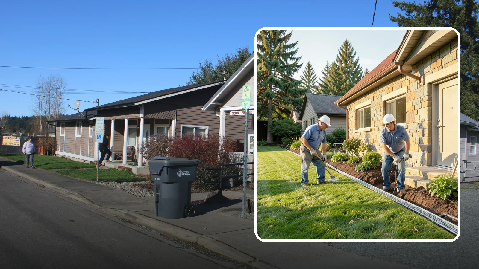 Curtain Drain Installation in South Prairie, Pierce County, WA - We install curtain drains to intercept subsurface groundwater flowing downhill toward your home before it reaches the foundation.