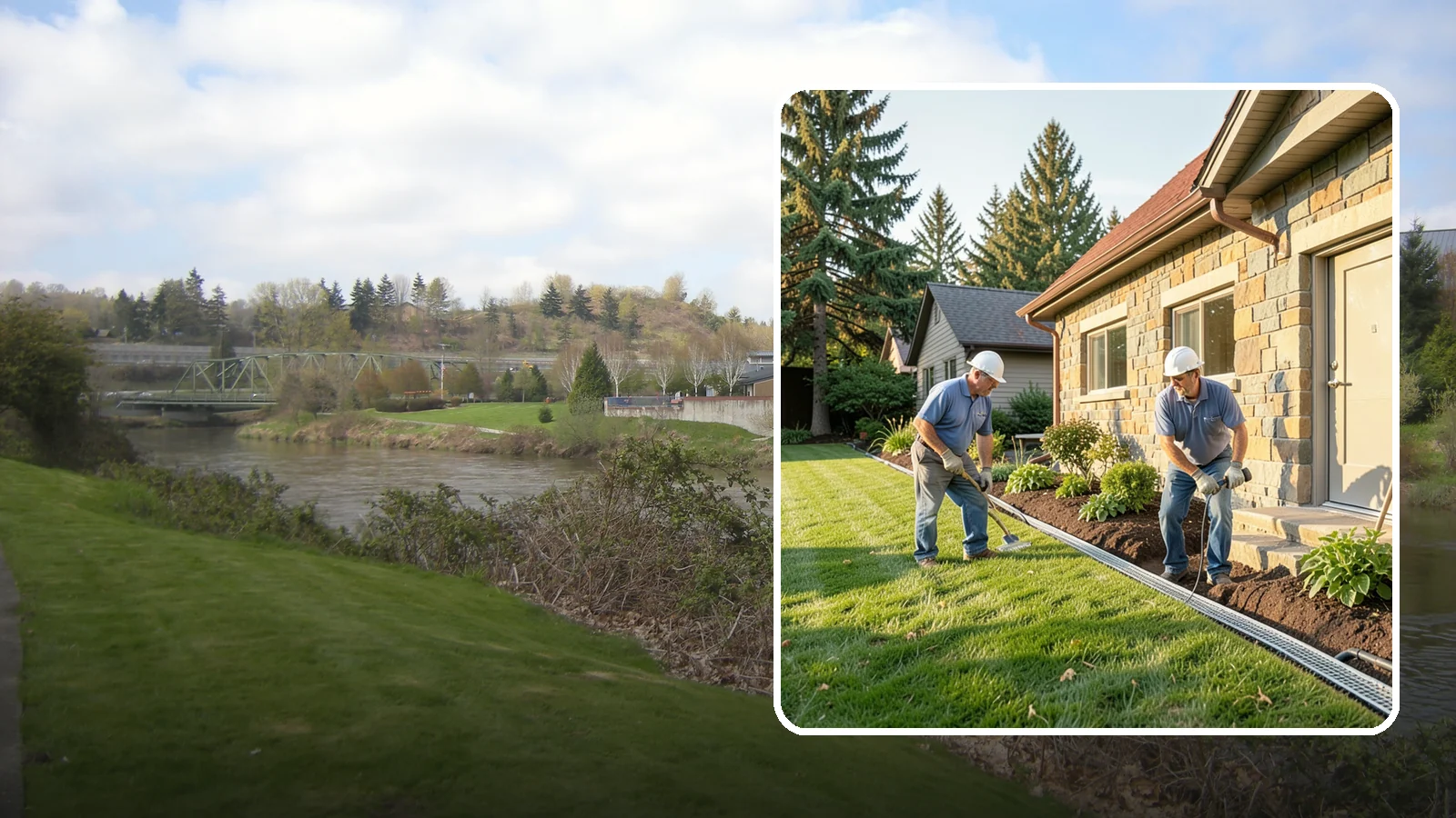 Curtain Drain Installation in Tukwila, King County, WA - We install curtain drains to intercept subsurface groundwater flowing downhill toward your home before it reaches the foundation.