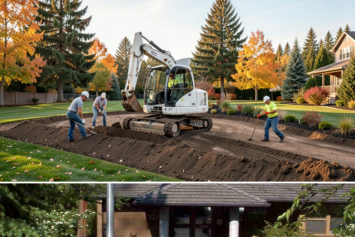 Curtain Drain Installation in Yarrow Point, King County, WA - Install in late summer or early fall when the water table is lowest, making deep trenching far easier and drier.