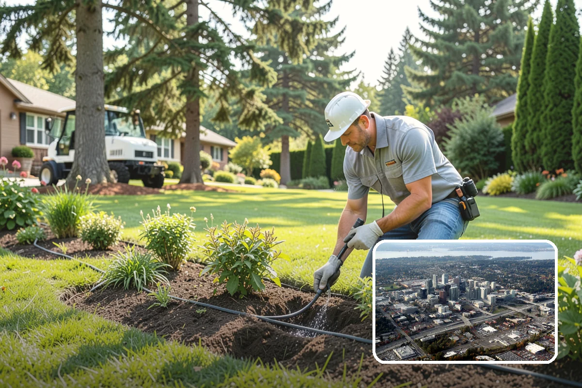 Deck Landscaping in Bellevue, King County, WA - Seamless transition between deck and garden