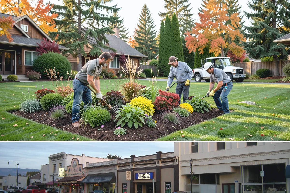 Deck Landscaping in Burlington, Skagit County, WA - Spring and fall planting takes advantage of cool, damp Northwest weather so borders around the deck establish before summer.