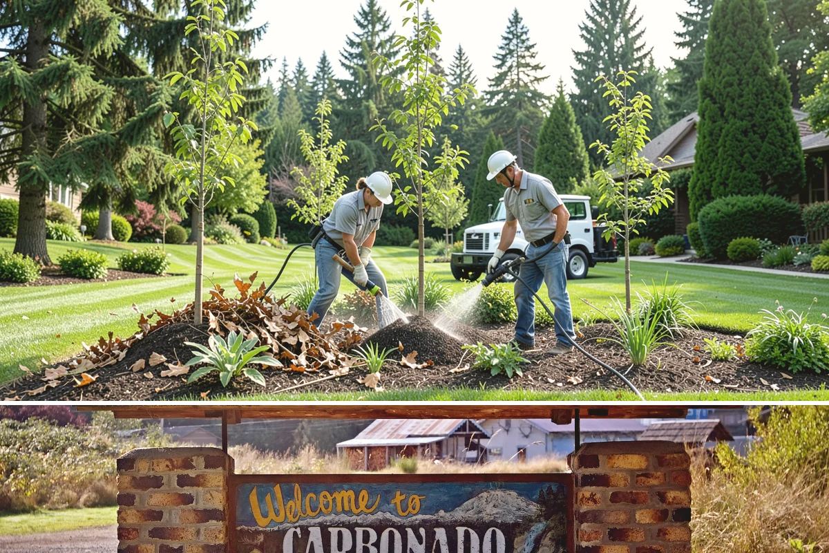 Deck Landscaping in Carbonado, Pierce County, WA - Spring and fall planting takes advantage of cool, damp Northwest weather so borders around the deck establish before summer.