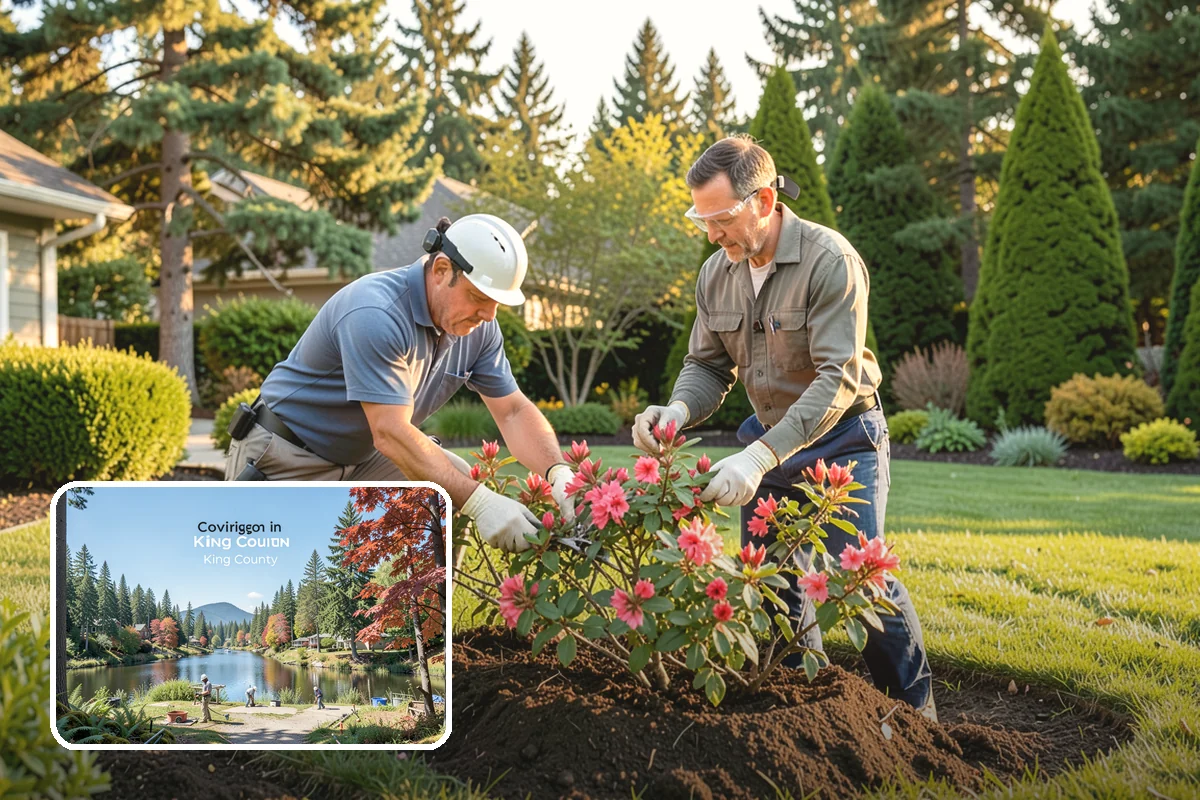 Deck Landscaping in Covington, King County, WA - Seamless transition between deck and garden