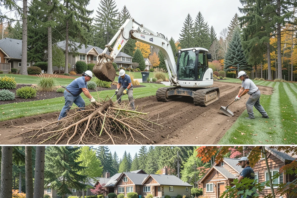Deck Landscaping in Edgewood, Pierce County, WA - Spring and fall planting takes advantage of cool, damp Northwest weather so borders around the deck establish before summer.