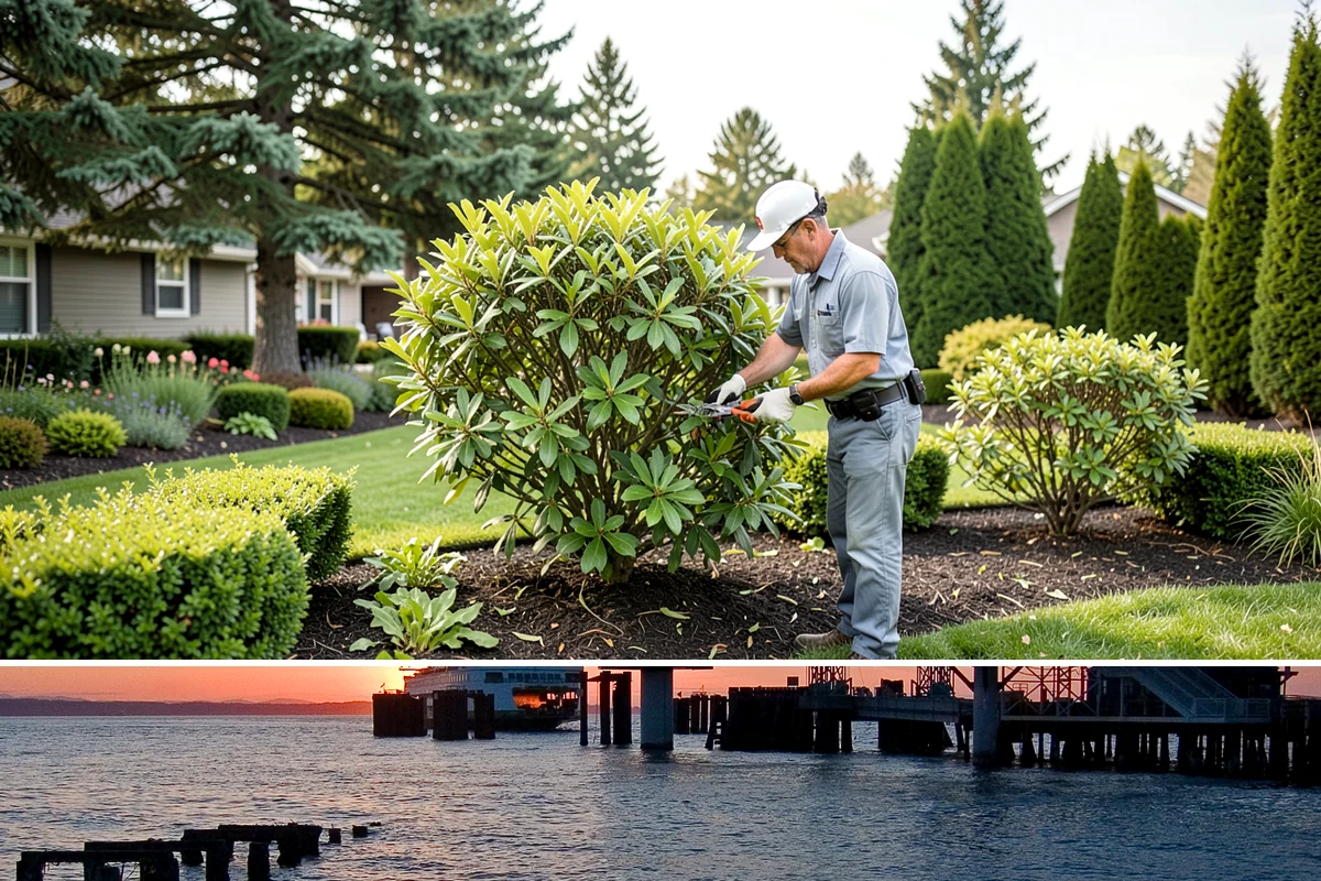 Deck Landscaping in Edmonds, Snohomish County, WA - Spring and fall planting takes advantage of cool, damp Northwest weather so borders around the deck establish before summer.