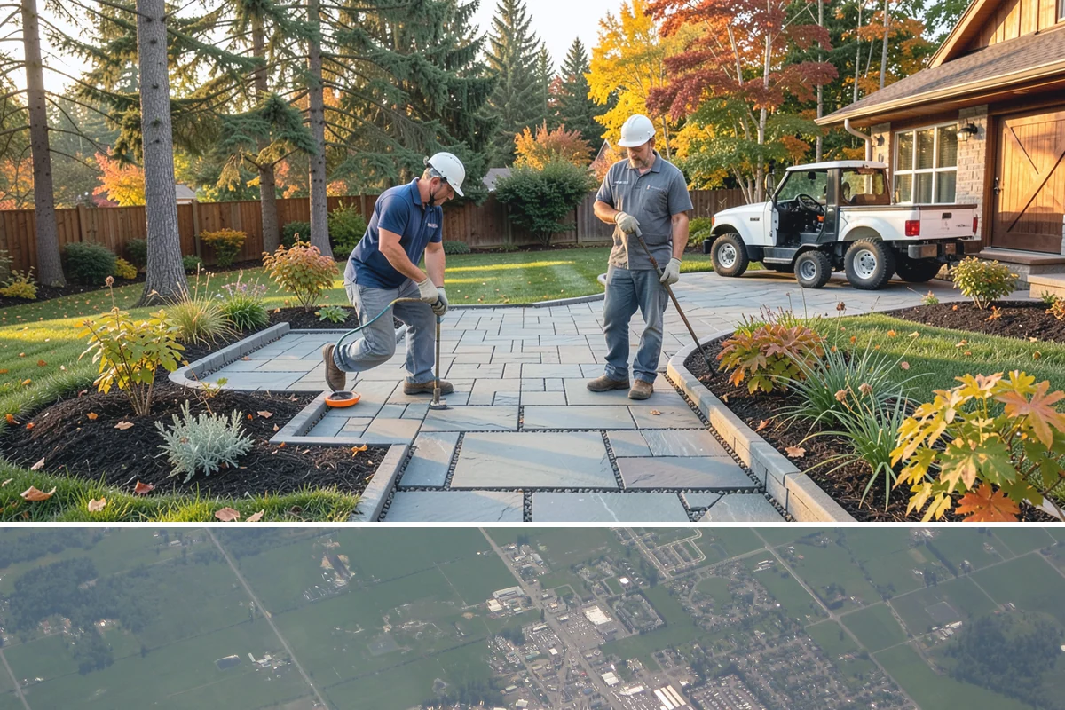 Deck Landscaping in Enumclaw, King County, WA - Spring and fall planting takes advantage of cool, damp Northwest weather so borders around the deck establish before summer.