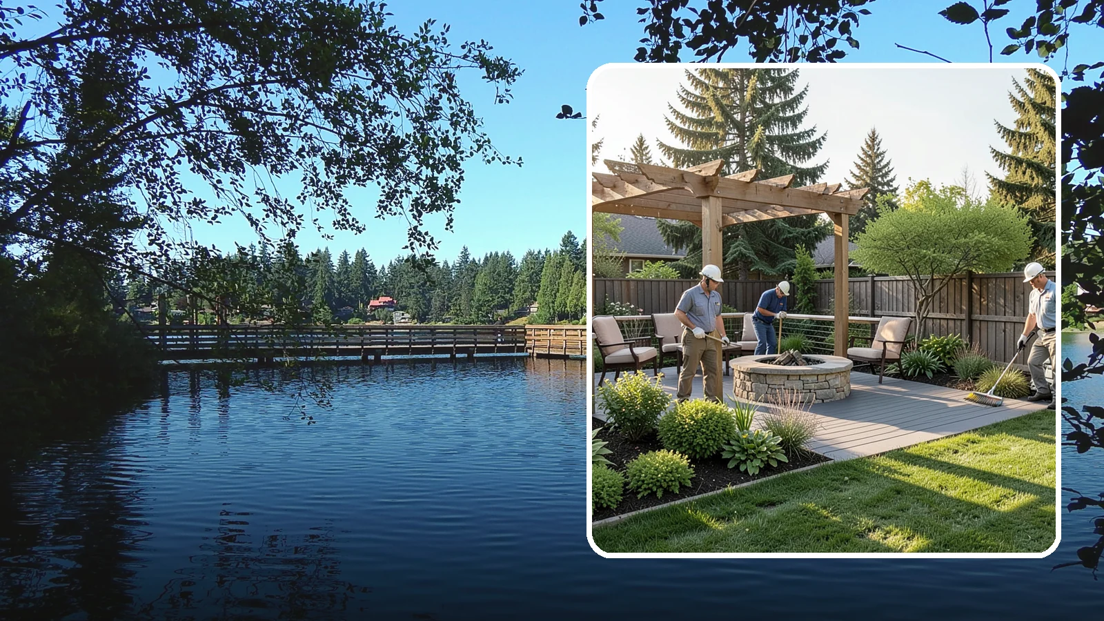 Deck Landscaping in Federal Way, King County, WA - We integrate decks with surrounding plantings, borders, and features to create a seamless outdoor living space.